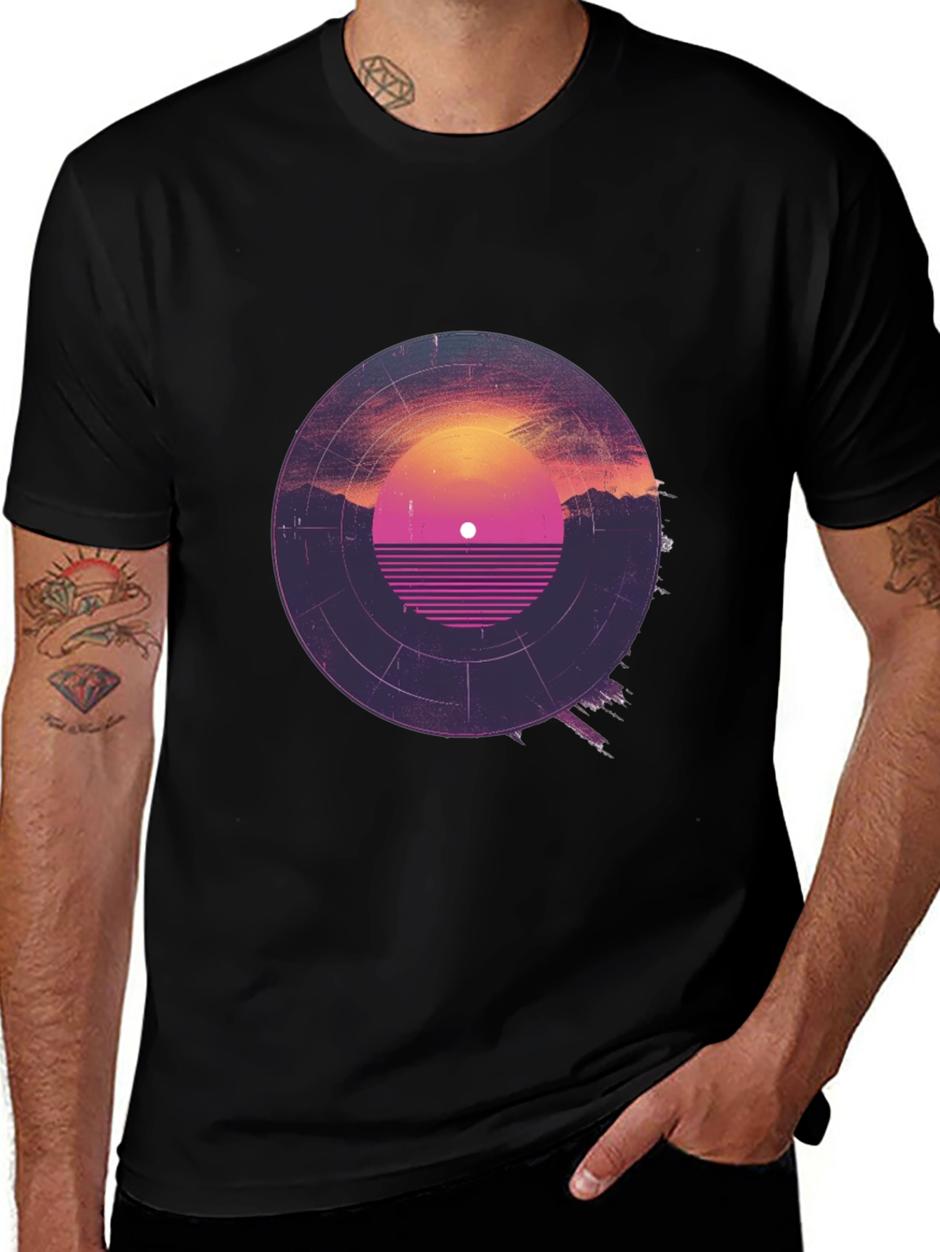 Variant 30 of Retro Sunset Vinyl Record Graphic Tee