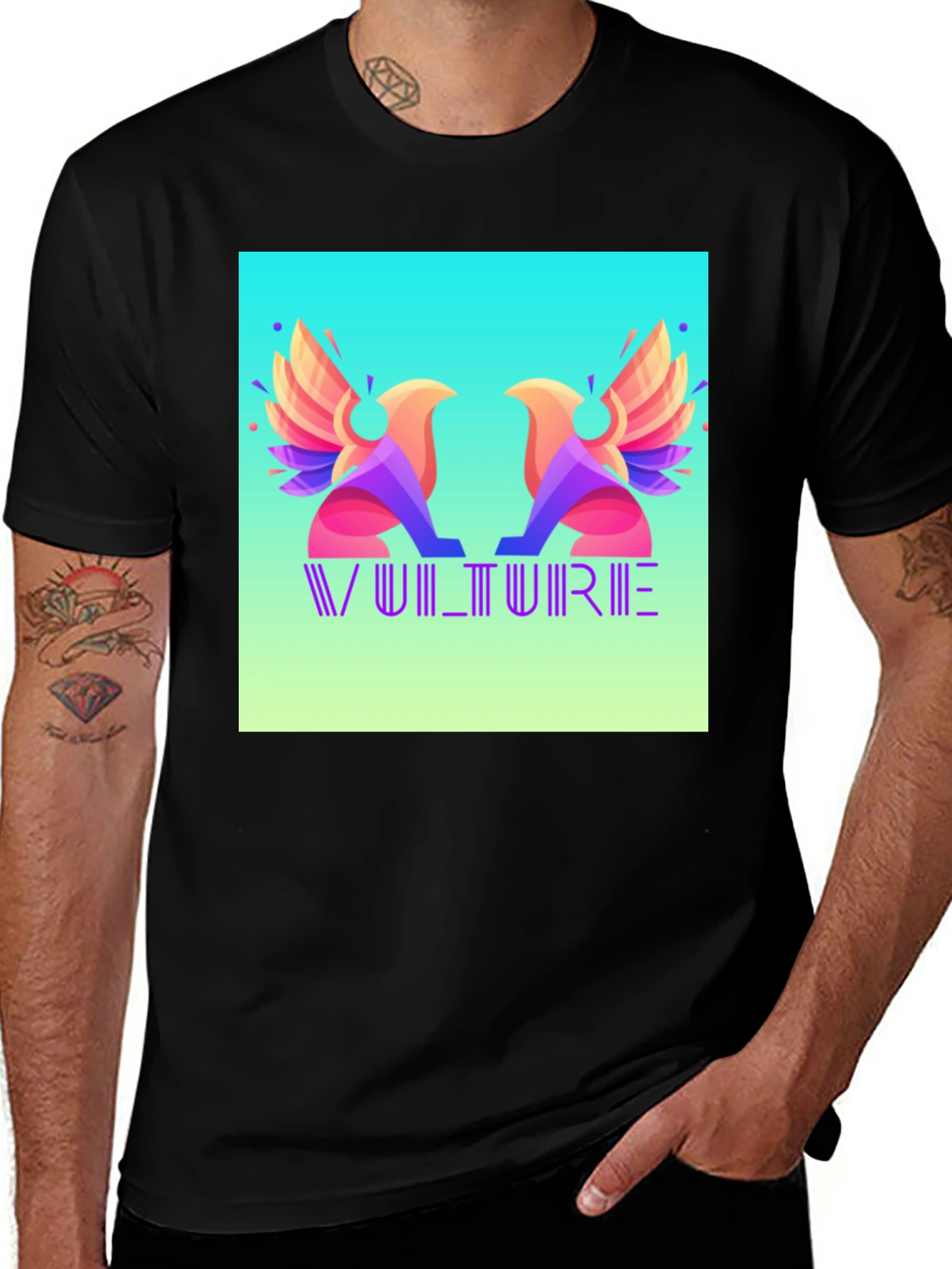 Variant 17 of Vulture Graphic Print Black T-Shirt
