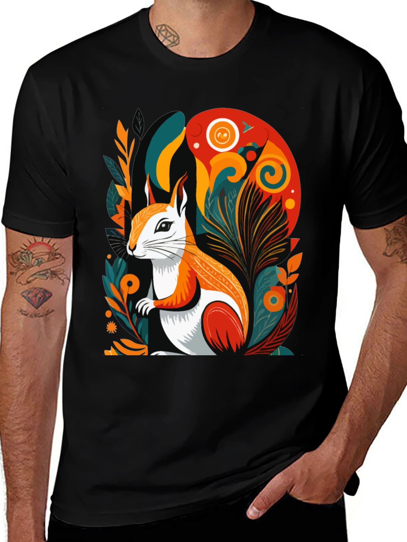 Variant 27 of Squirrel Art Graphic Tee - Modern Style