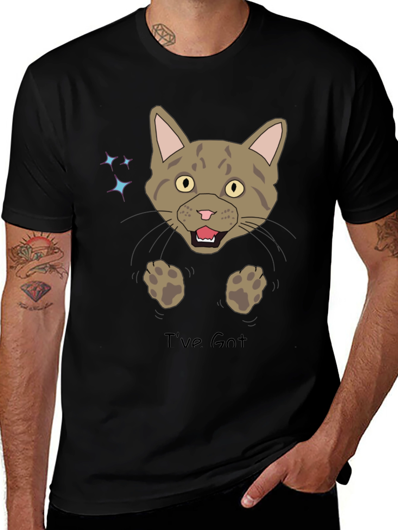 Variant 18 of Funny Cat Graphic T-Shirt - "I've Got You!"