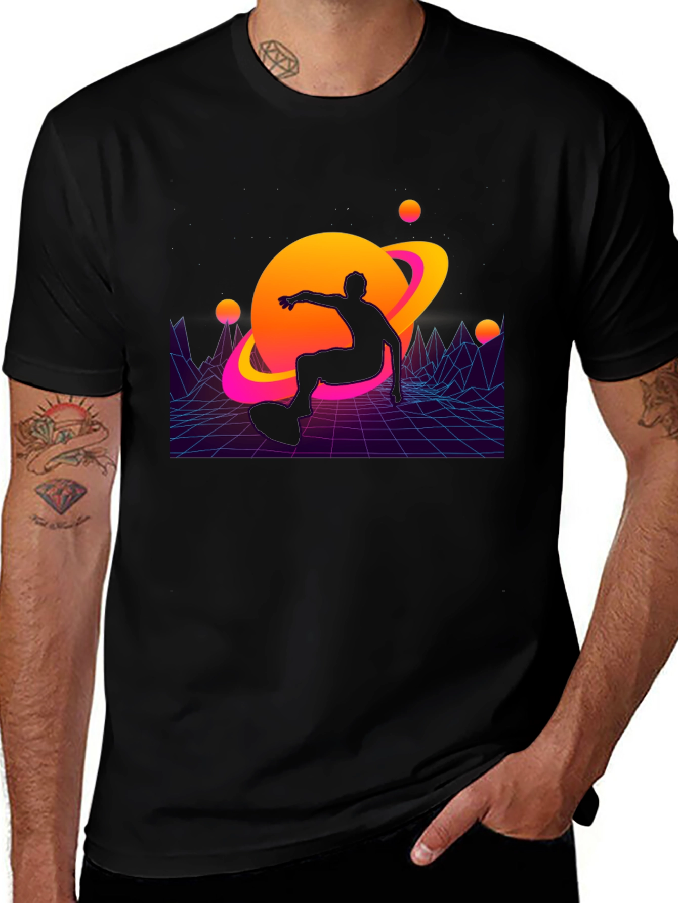 Variant 12 of Retro Wave Skater T-Shirt - Galaxy Ride