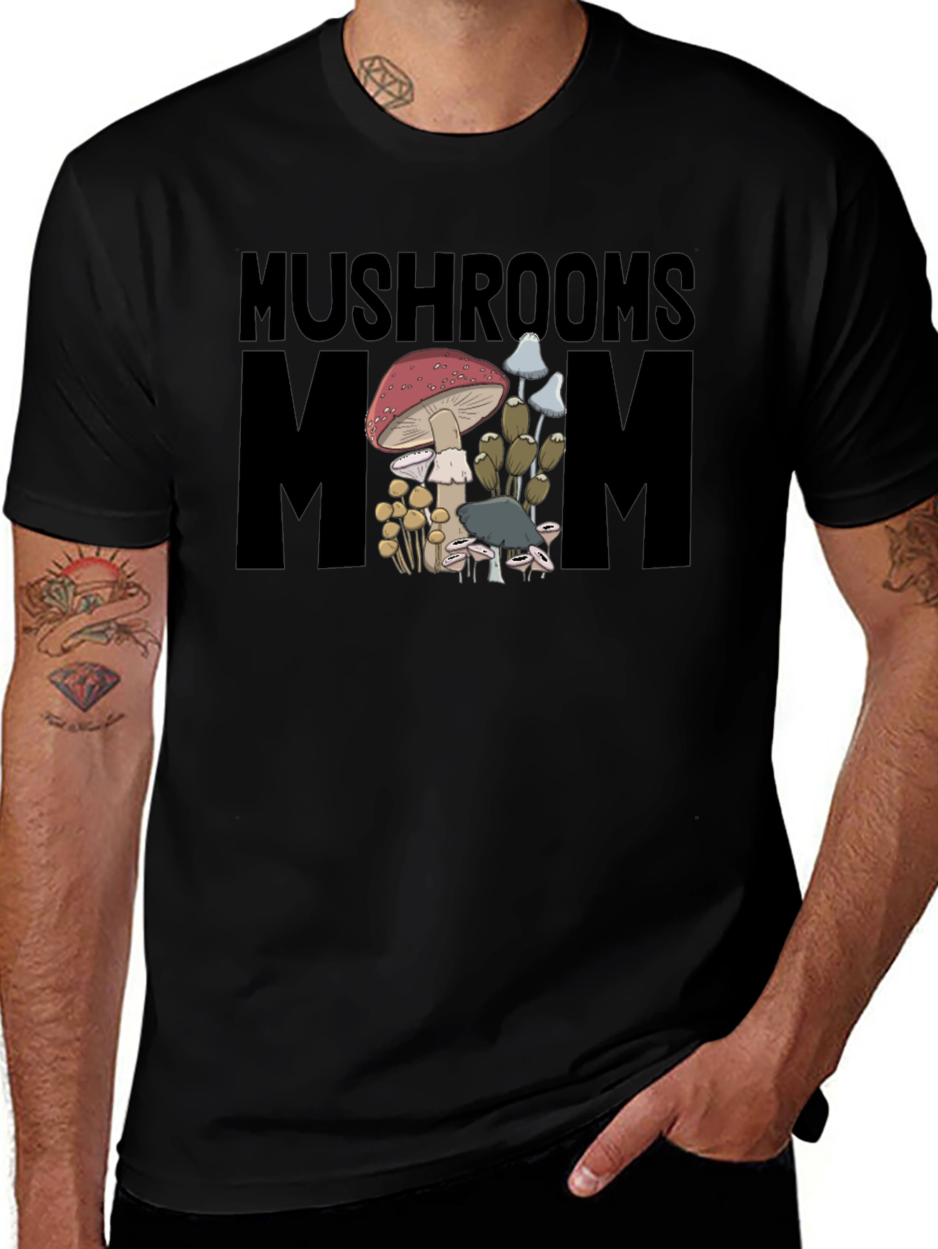 Variant 17 of Mushrooms Mom Black Graphic T-Shirt