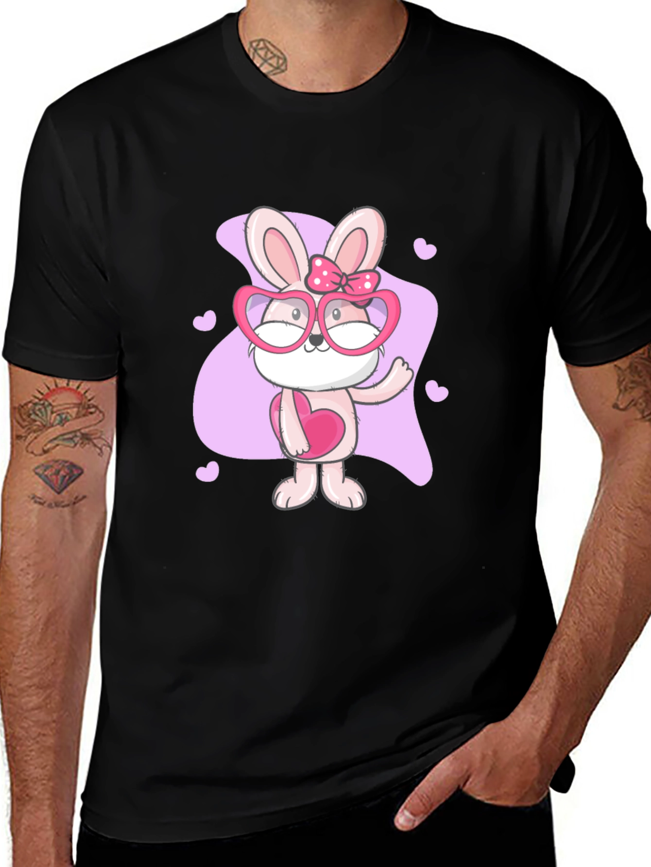Cute Bunny Heart Glasses T-Shirt