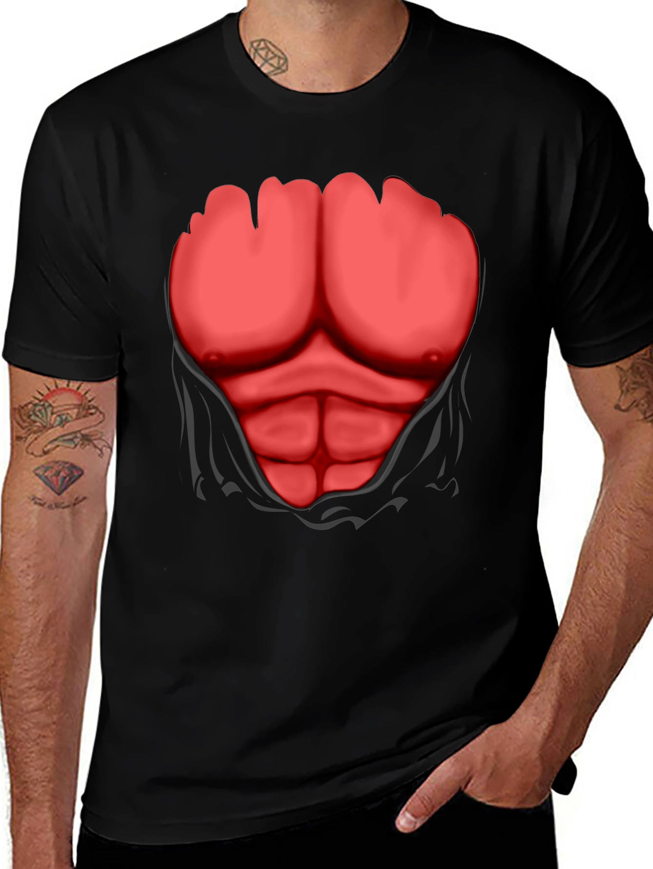Variant 11 of Ripped Abs Graphic T-Shirt - Funny Costume Tee