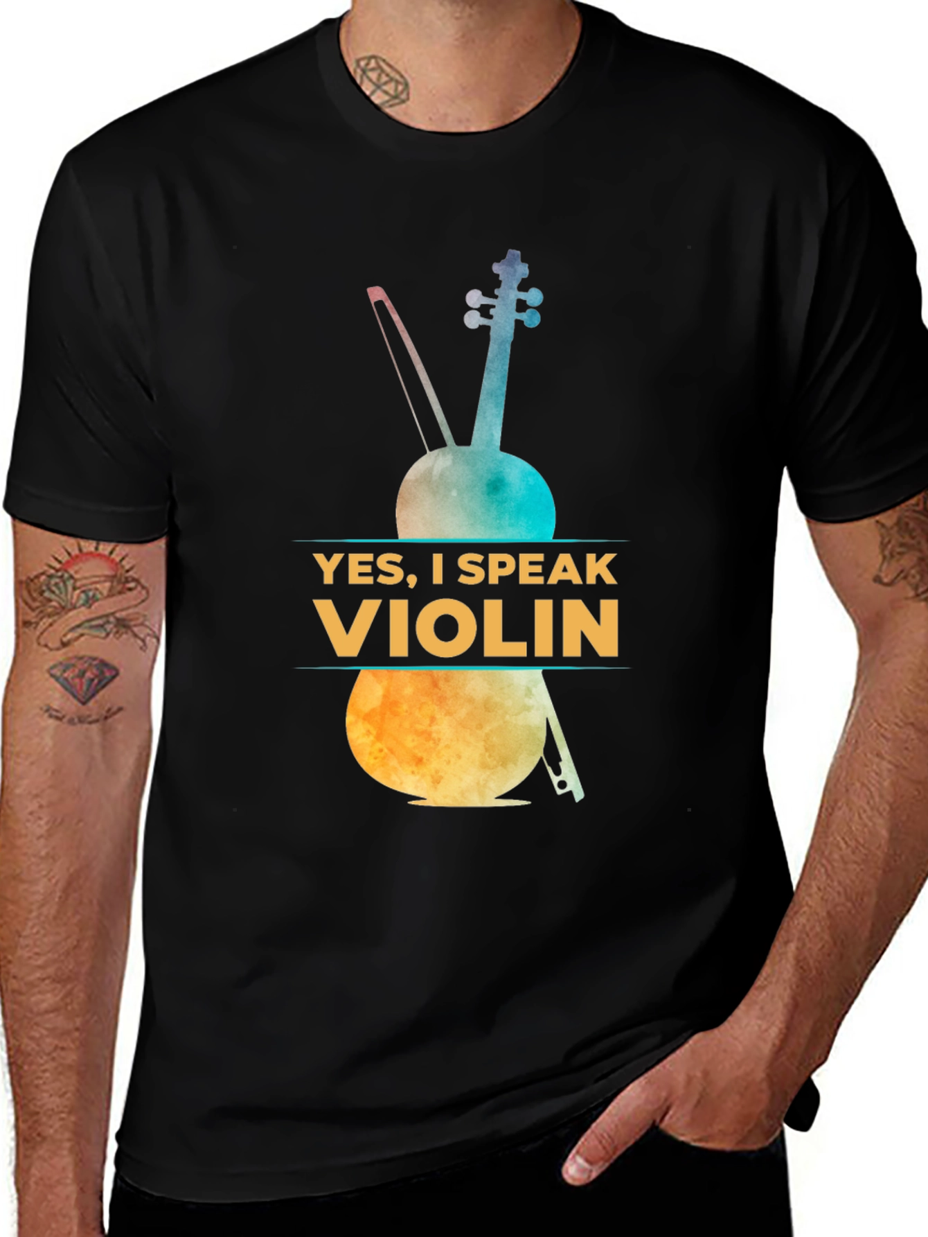 Black Yes, I Speak Violin T-Shirt - Musician Apparel main image