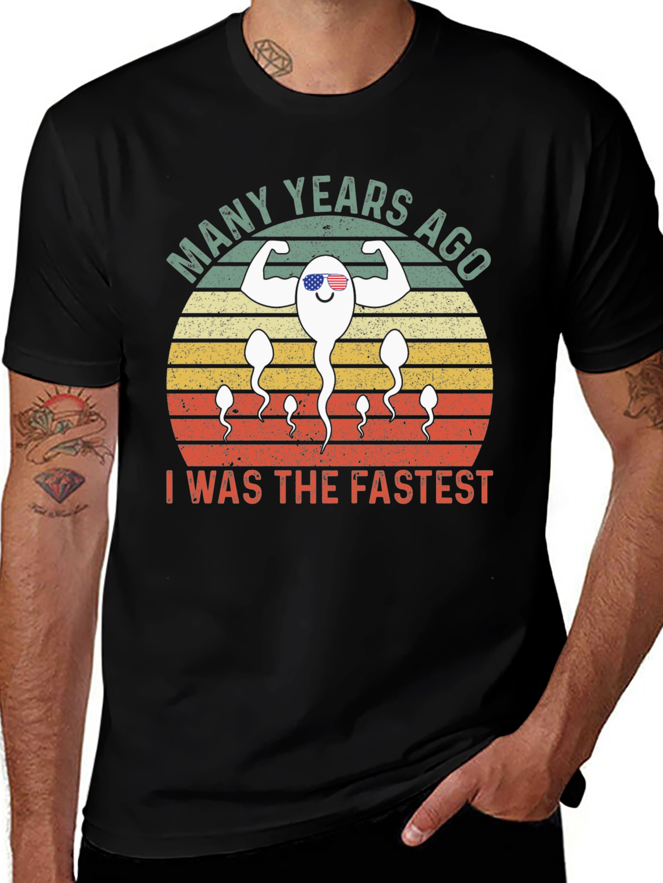 Variant 9 of Funny "Fastest" Sperm Graphic T-Shirt