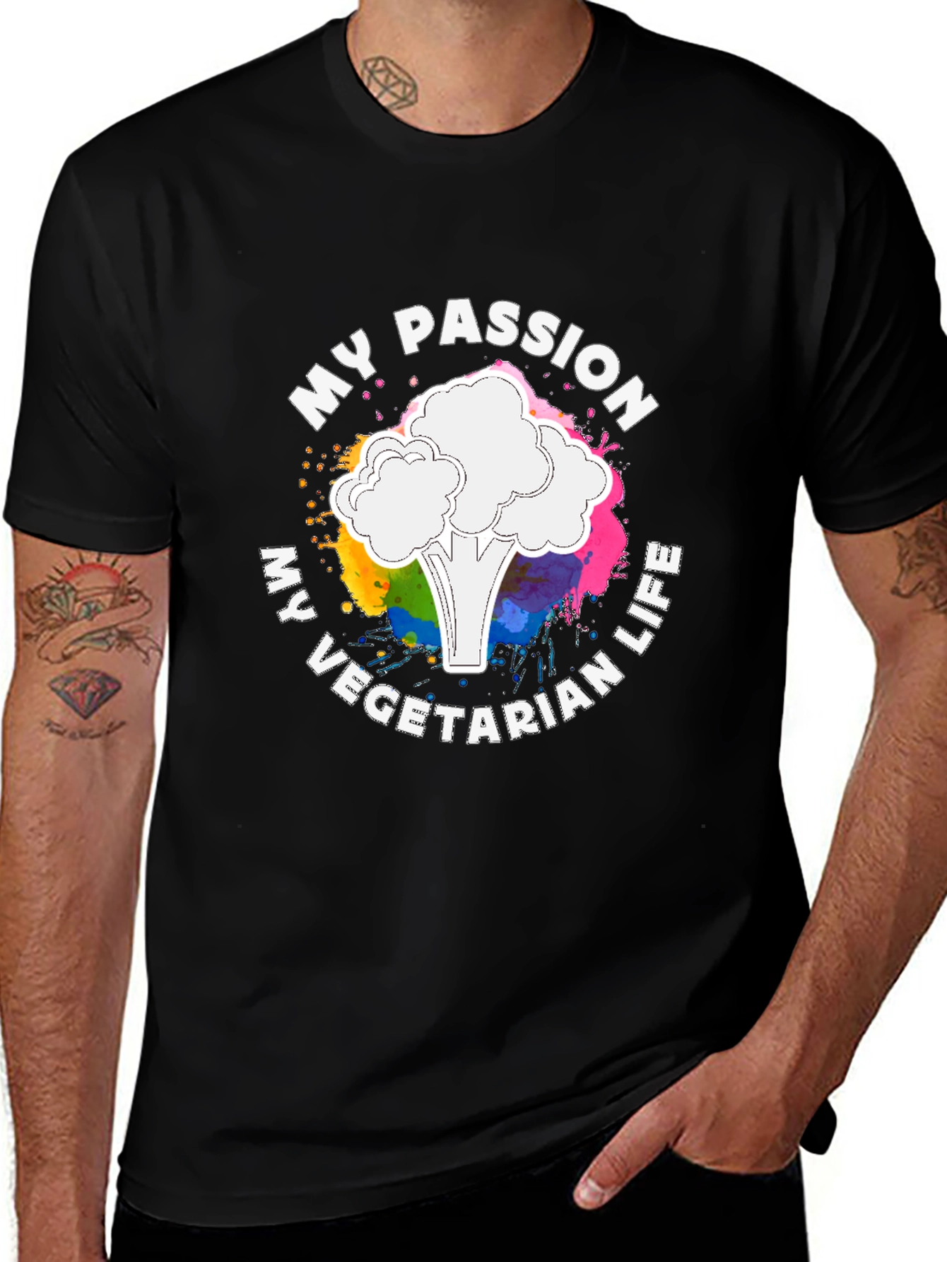 Black My Passion Vegetarian Life T-Shirt main image