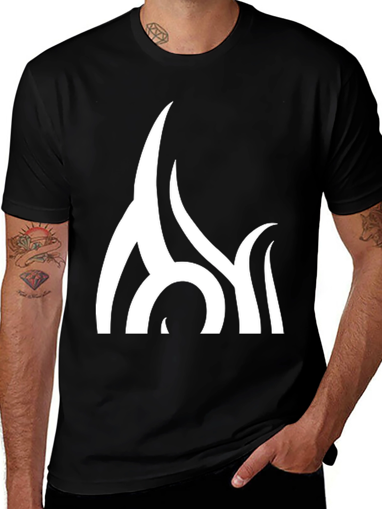 Variant 25 of Tribal Flame Graphic Black T-Shirt