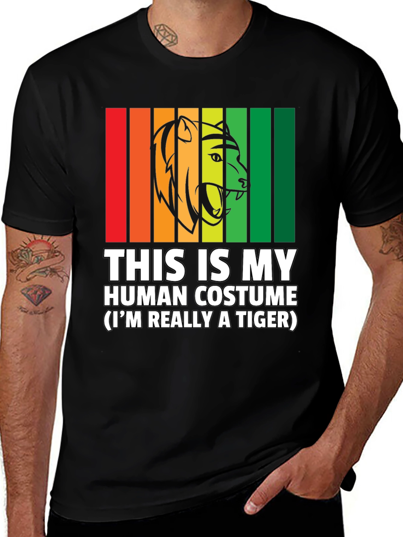 Variant 26 of Human Costume Funny Tiger T-Shirt