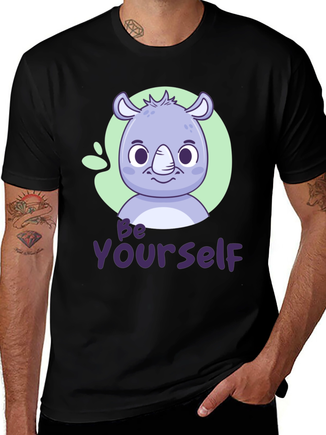Variant 5 of Cute Rhino 'Be Yourself' Graphic T-Shirt