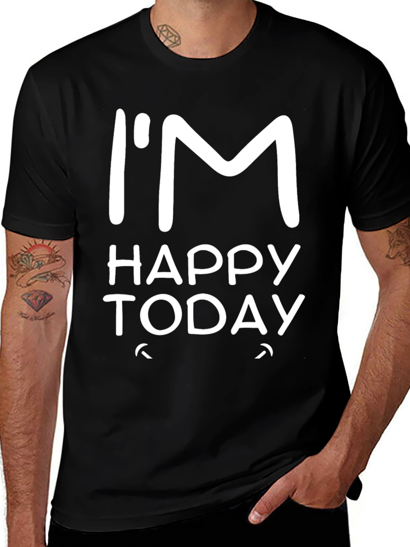 Variant 10 of I'm Happy Today Graphic Tee - Men's Black T-Shirt