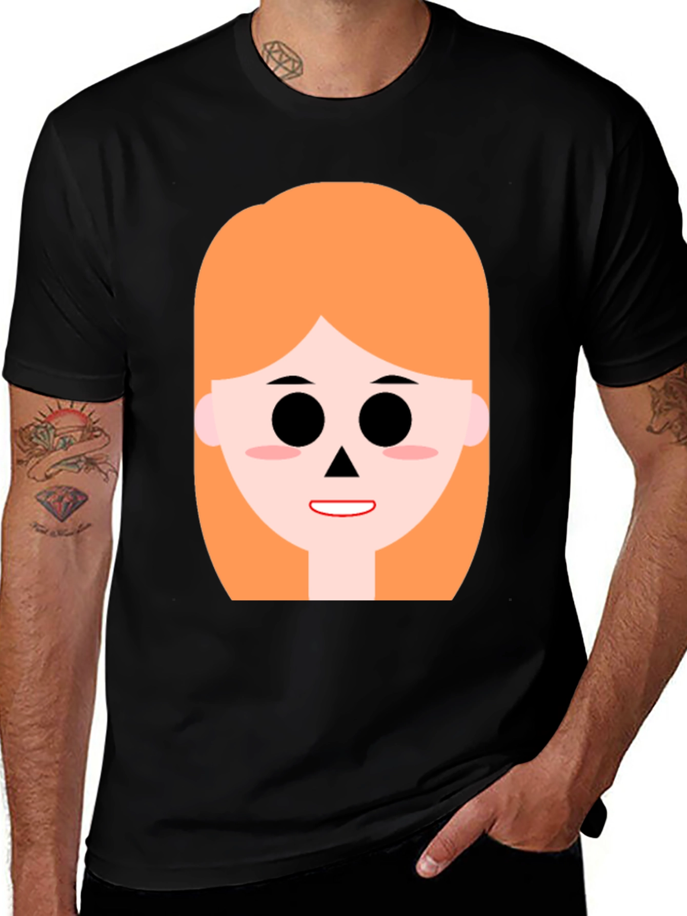 Variant 6 of Cartoon Character Graphic Black T-Shirt