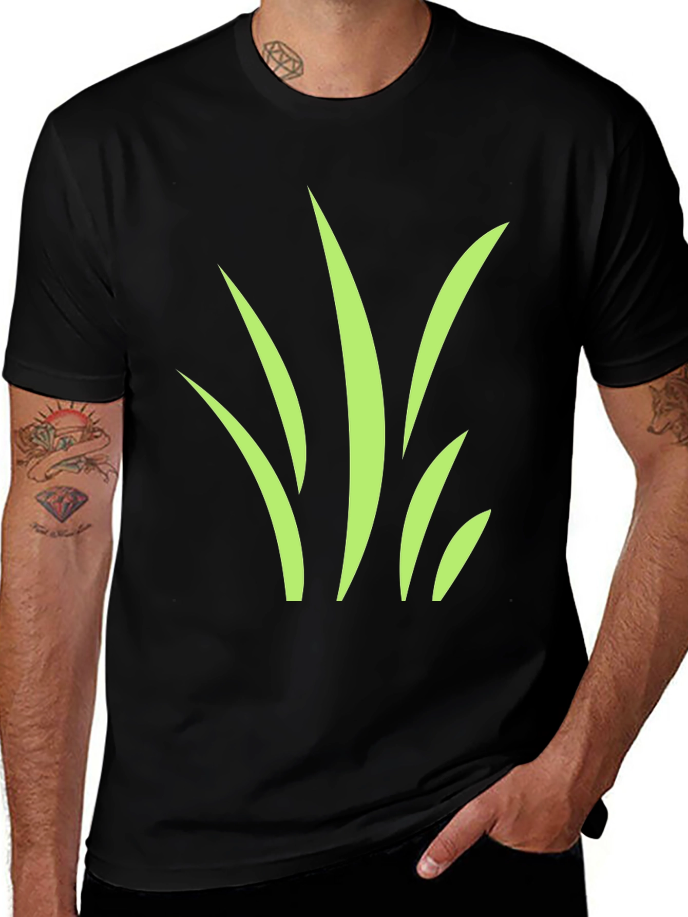 Variant 19 of Grass Graphic Black T-Shirt