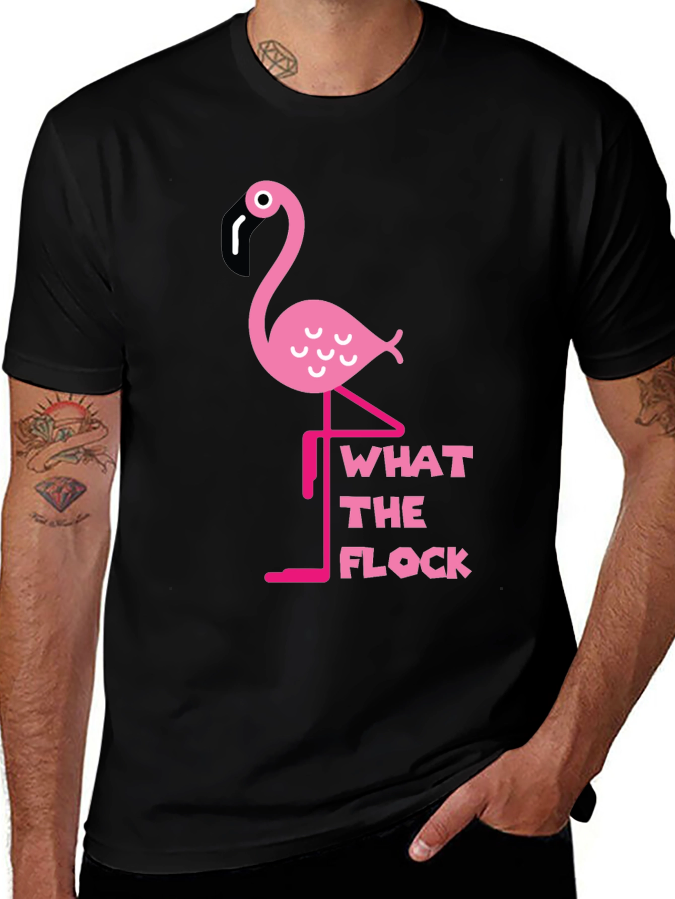 Variant 22 of What The Flock T-Shirt, Pink Flamingo Graphic Tee