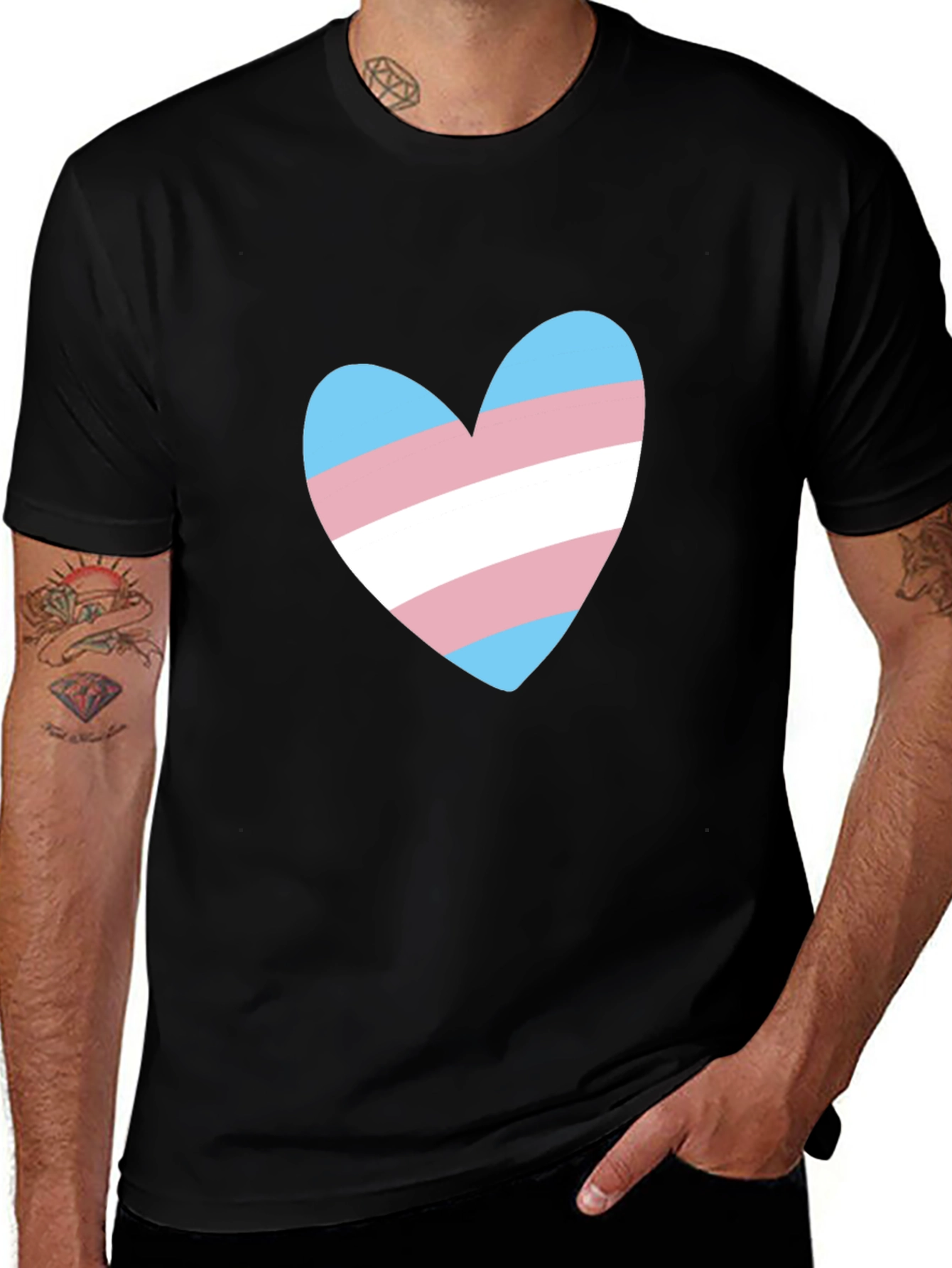 Variant 10 of Transgender Pride Heart T-Shirt - Black