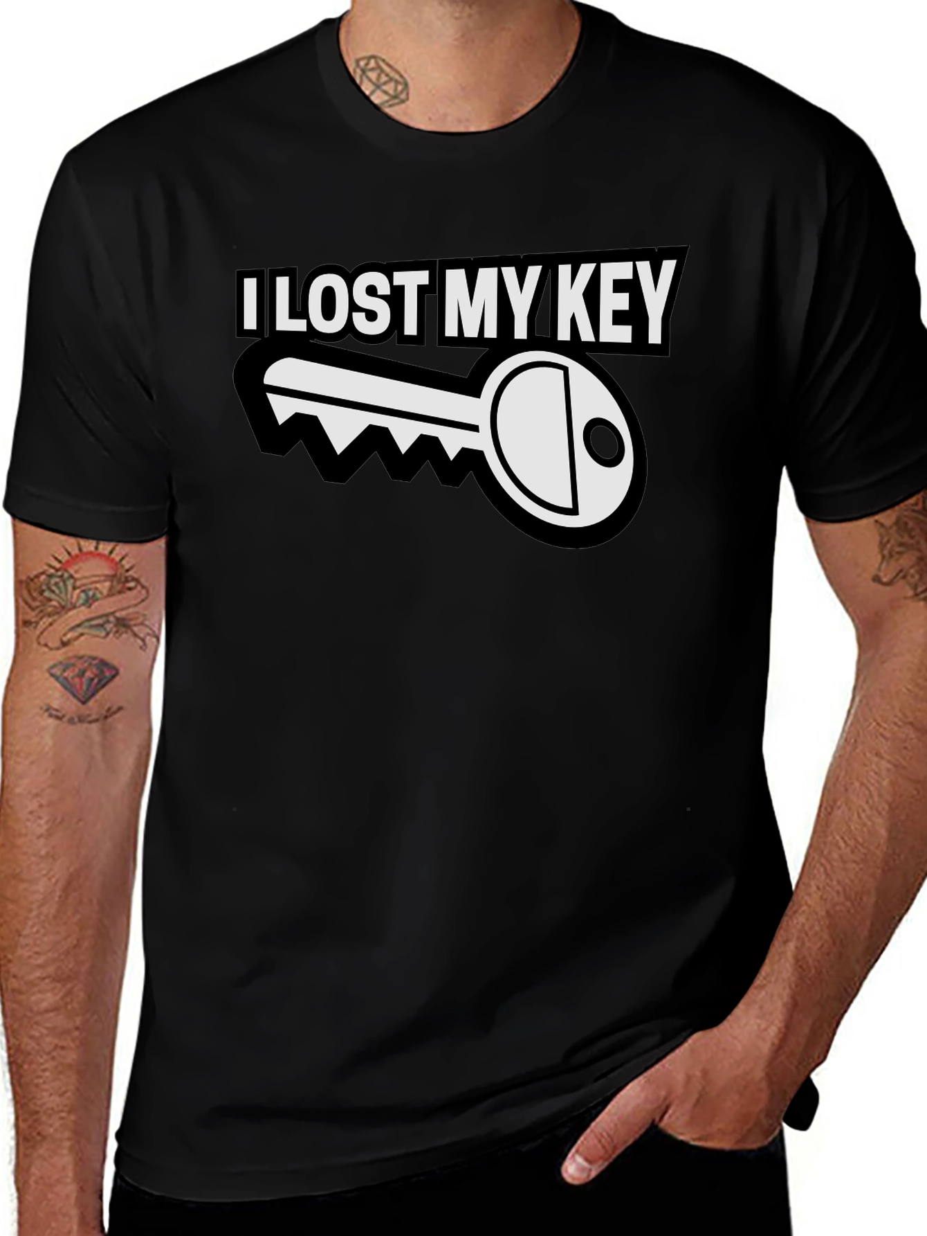 Variant 13 of I Lost My Key Funny Graphic T-Shirt - Black