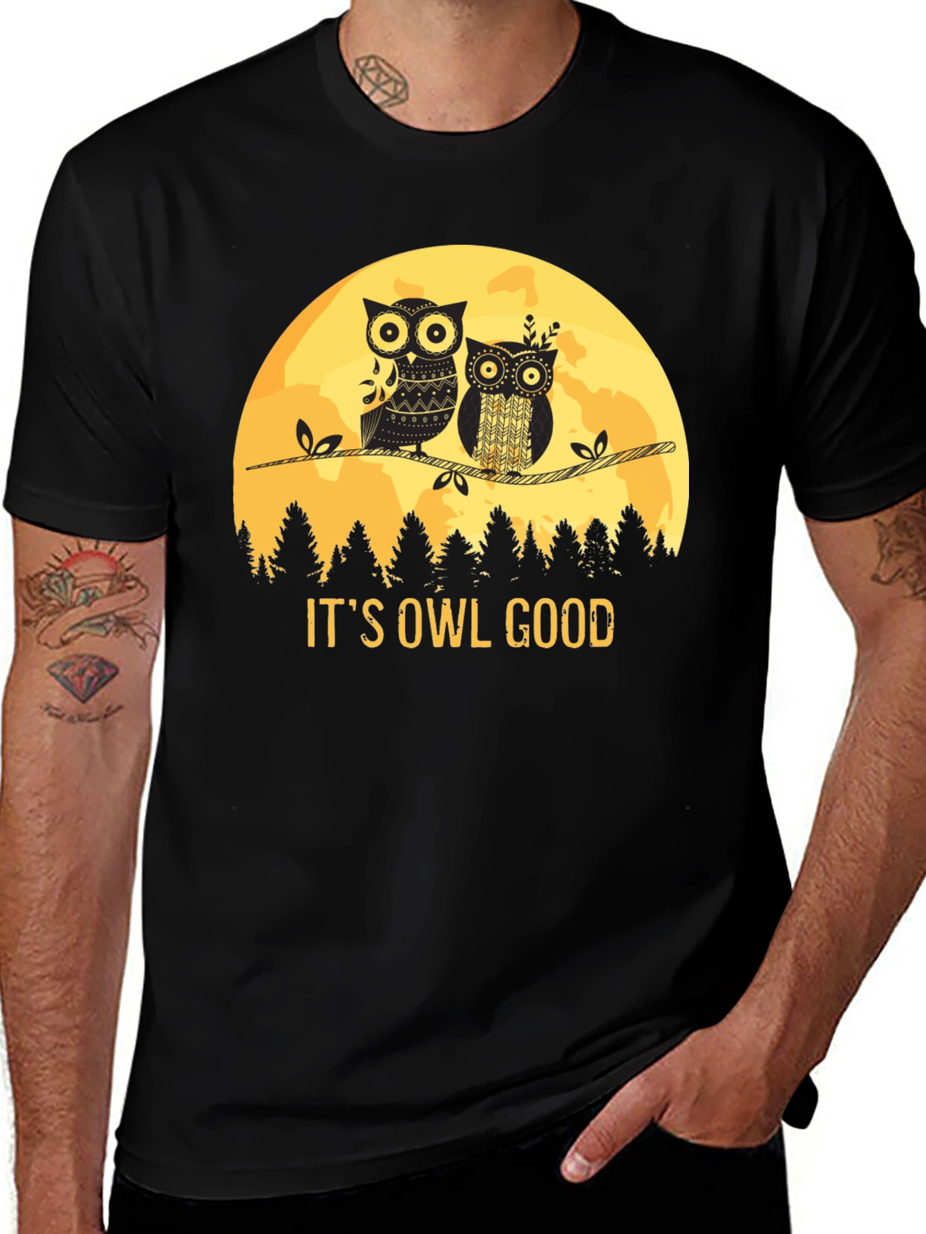 Variant 3 of It's Owl Good T-Shirt - Black Tee