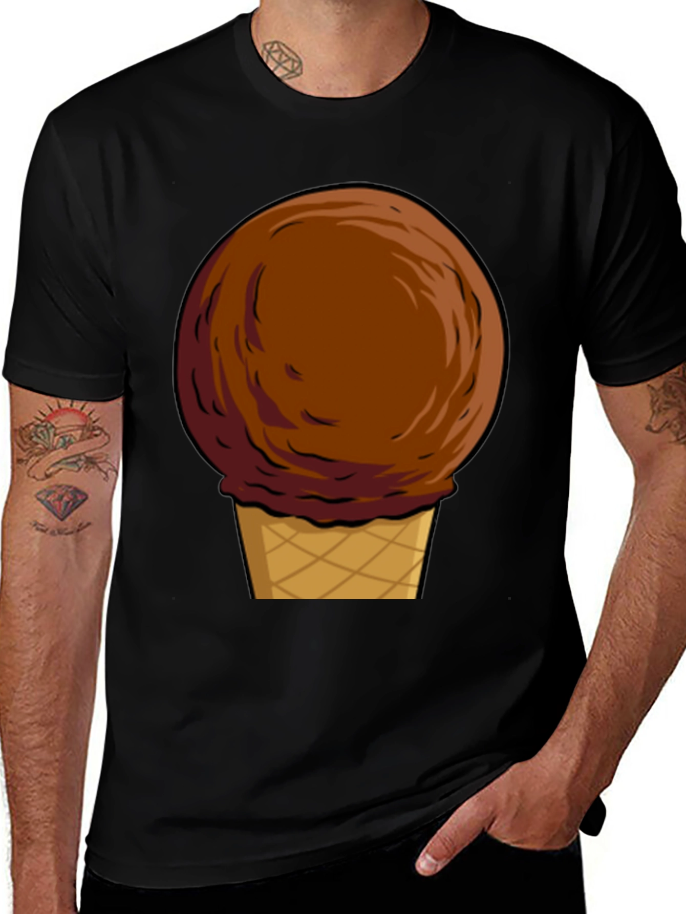 Chocolate Ice Cream Cone Graphic T-Shirt