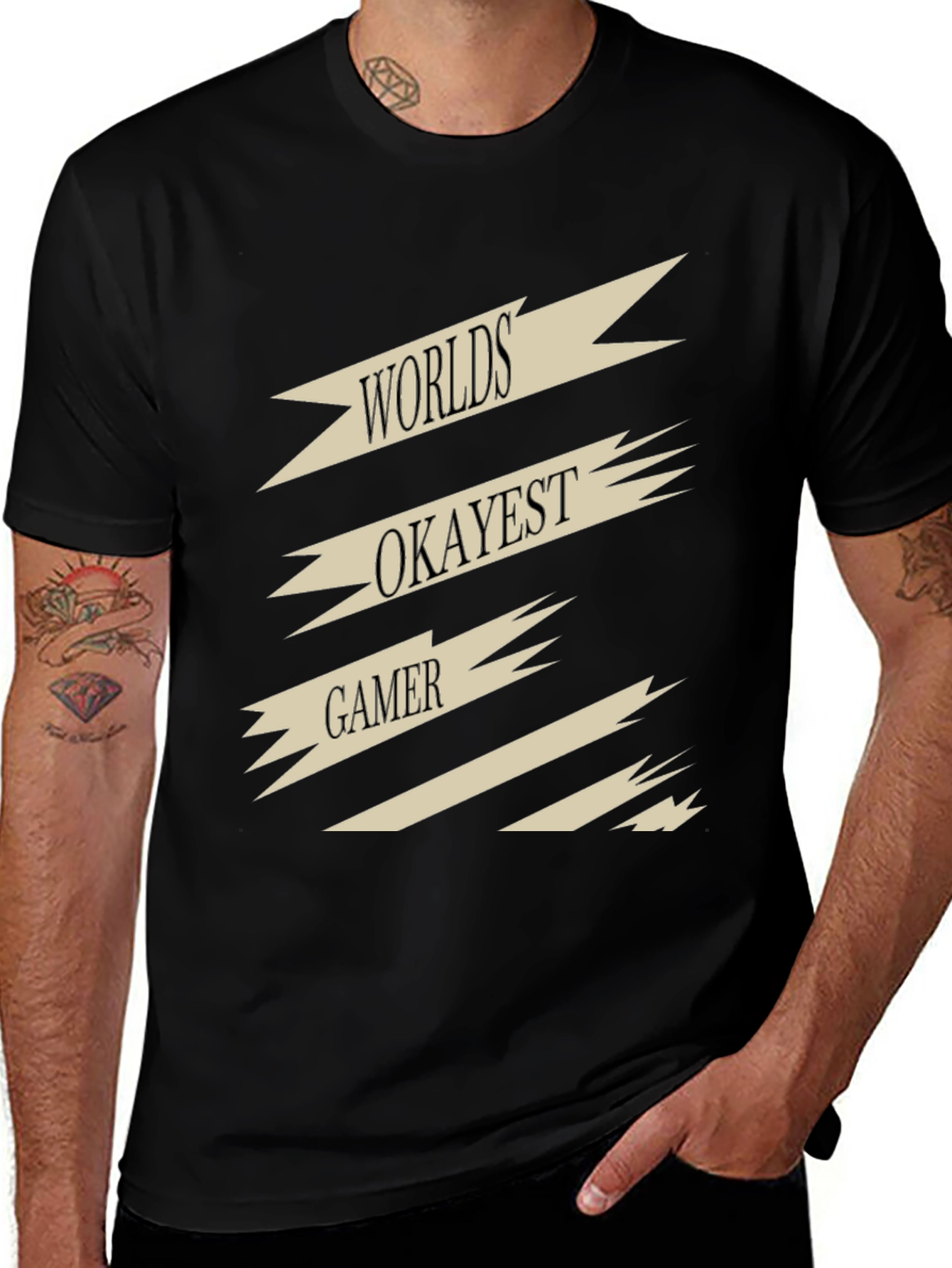 Variant 2 of World's Okayest Gamer Black T-Shirt