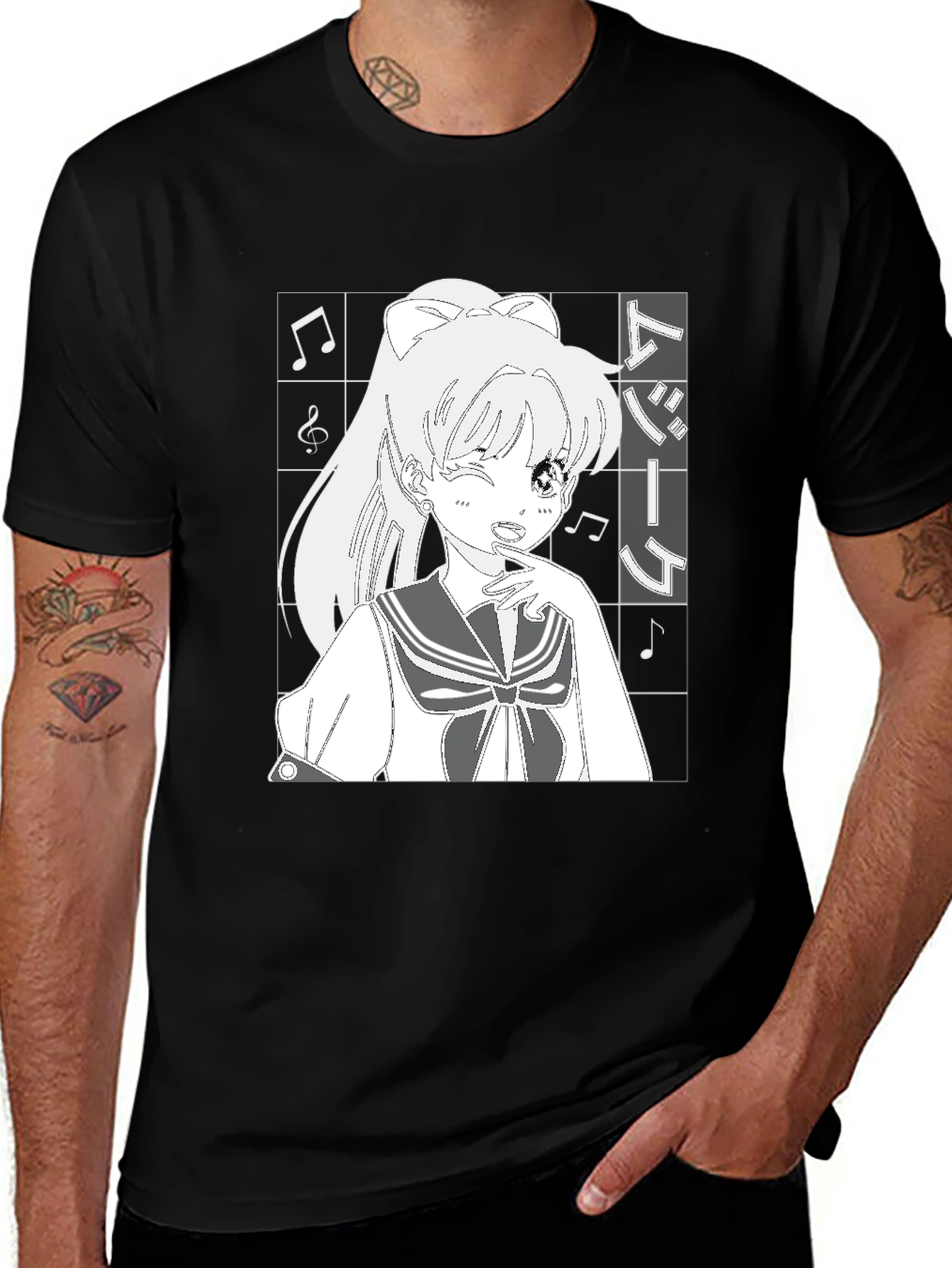 Variant 12 of Anime Girl T-Shirt - Black