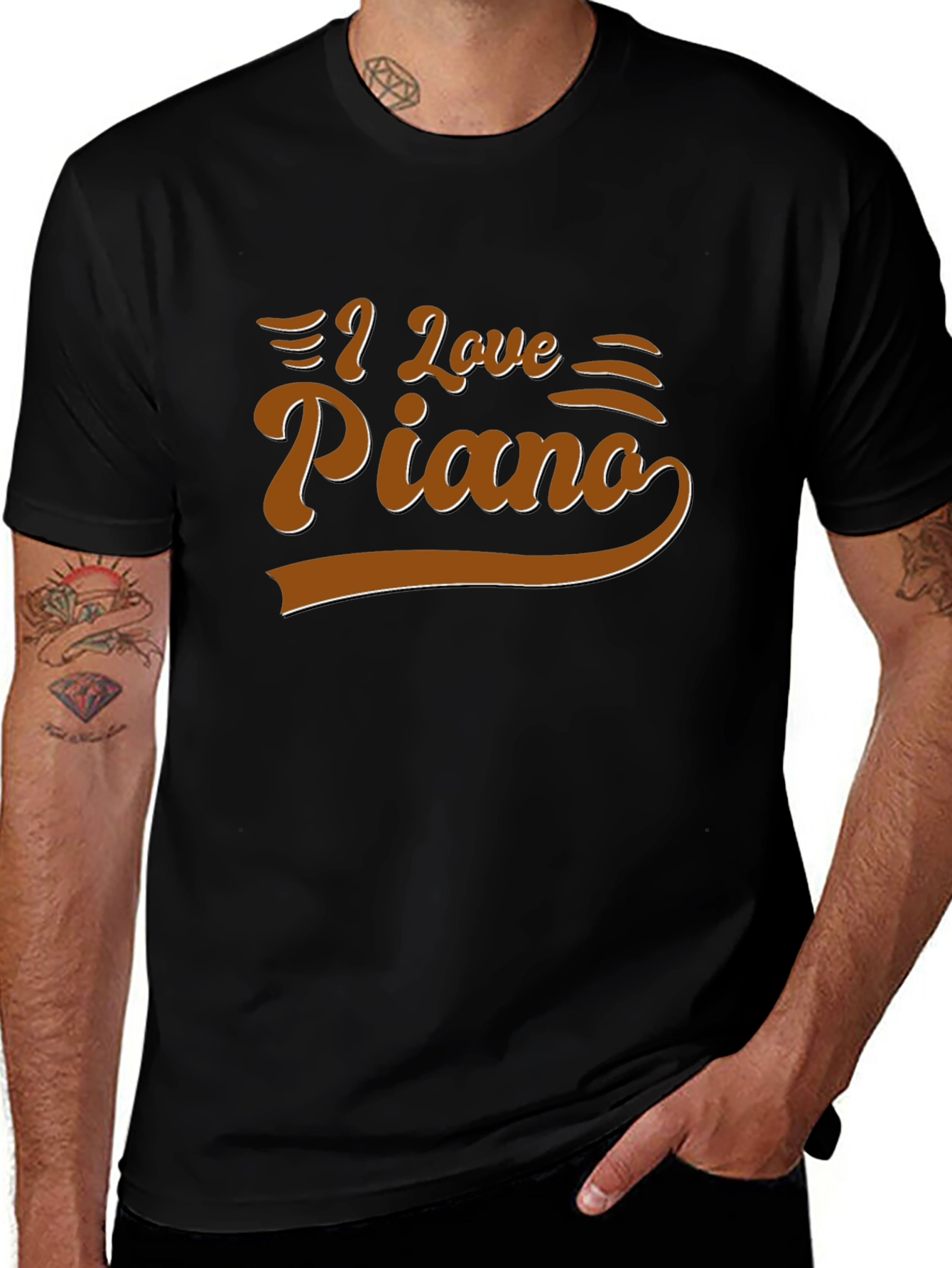 Variant 28 of I Love Piano Black T-Shirt - Music Lover's Tee