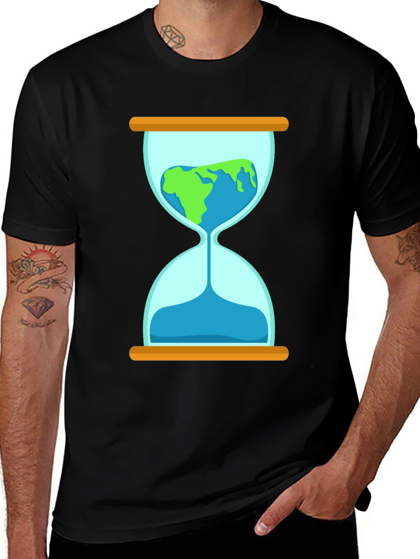 Variant 13 of Earth Hourglass Graphic Tee - Time is Running Out!