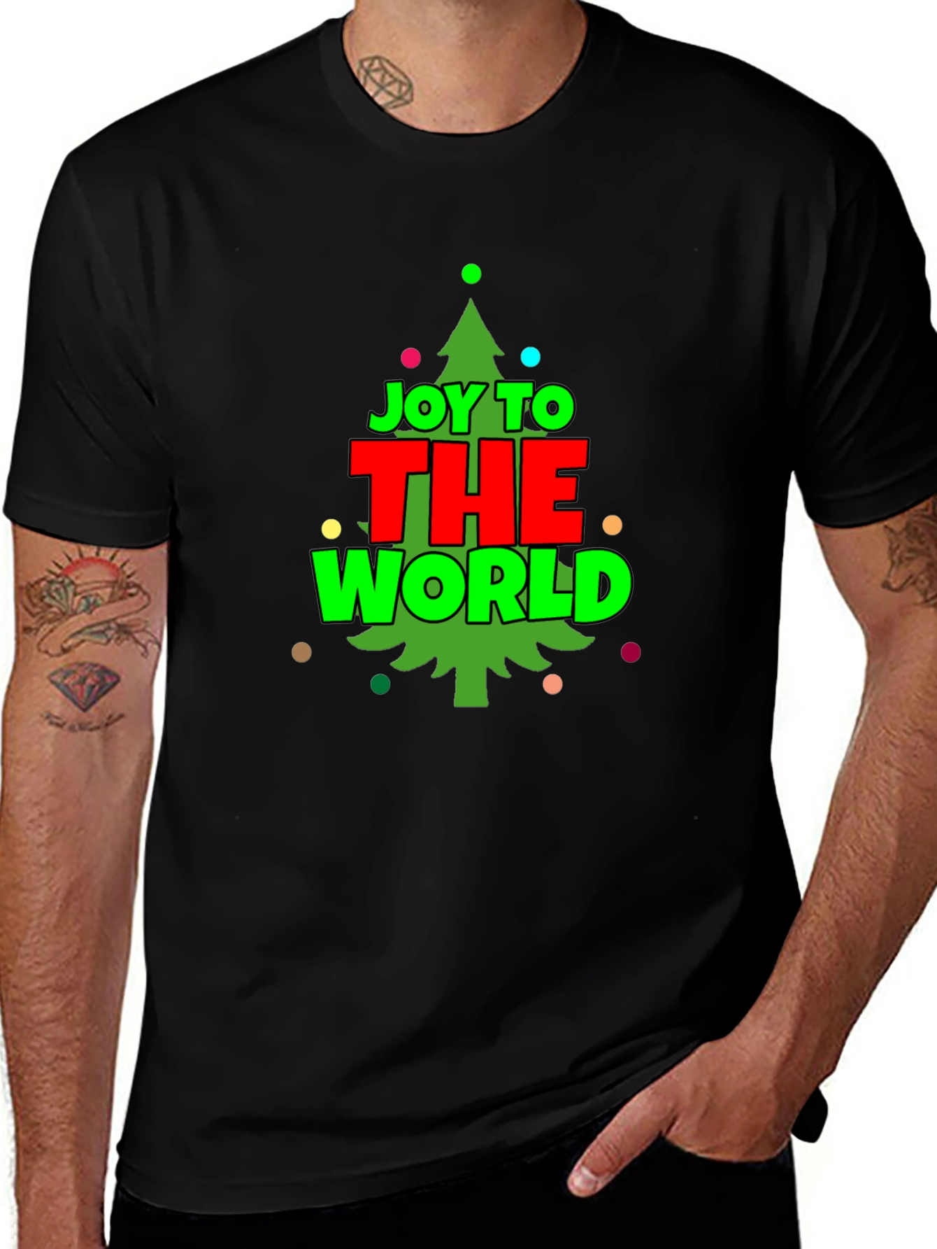 Joy to The World Christmas Tree Graphic Tee