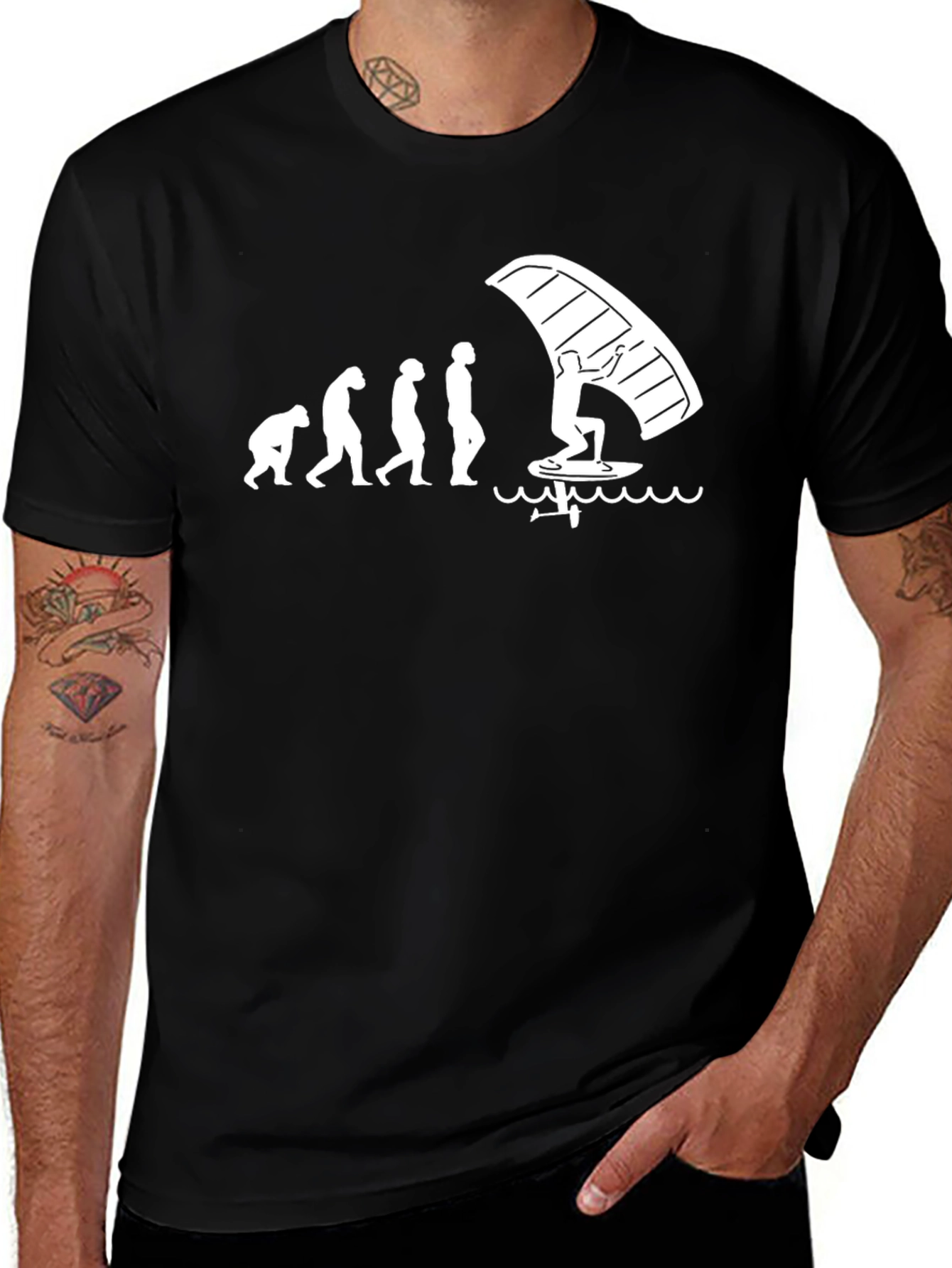 Variant 13 of Evolution Windsurfing Graphic T-Shirt - Black
