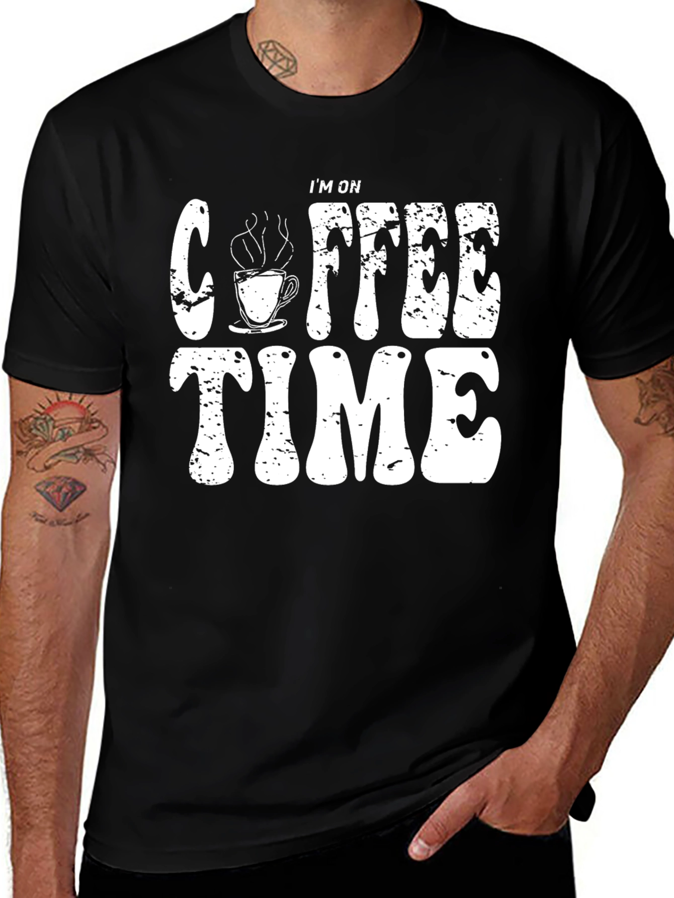 Coffee Time Graphic Tee - Black Cotton T-Shirt