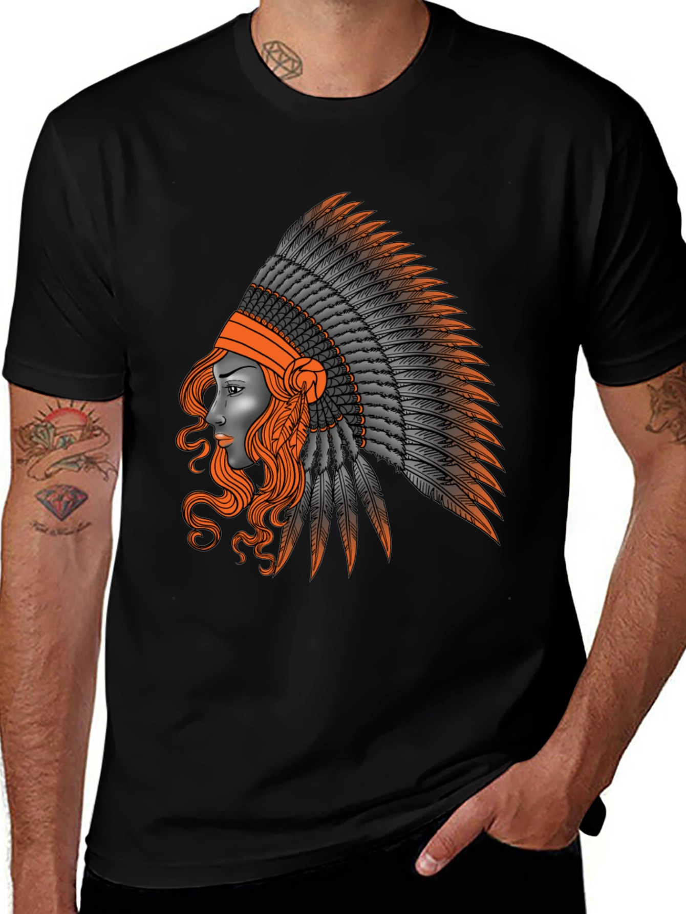 Variant 2 of Native American Headdress Graphic T-Shirt