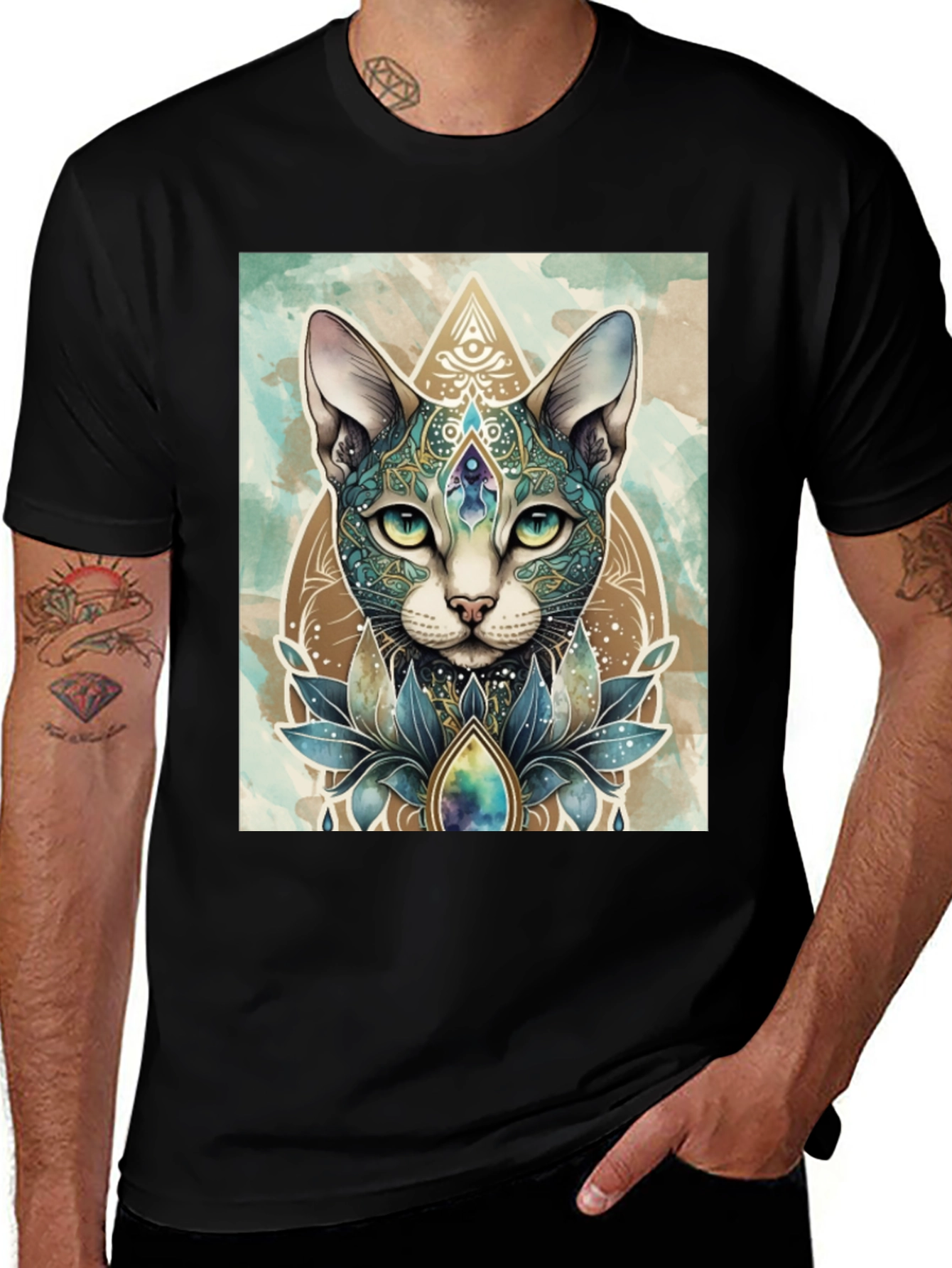 Variant 29 of Mystic Cat T-Shirt - Artistic Animal Tee