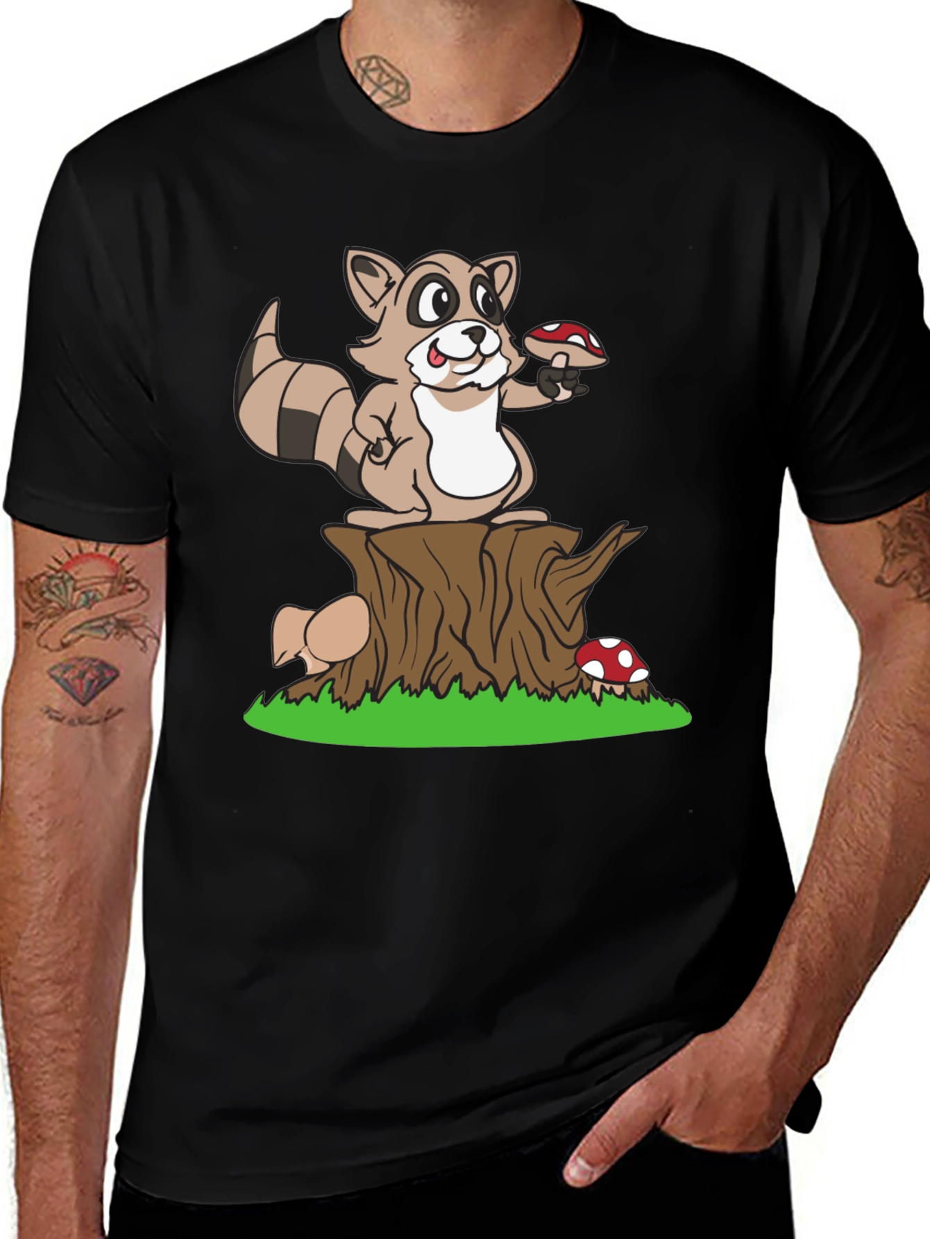 Variant 2 of Cute Raccoon & Mushroom Graphic T-Shirt
