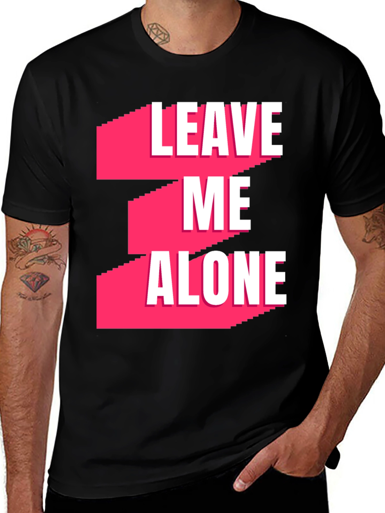Variant 21 of Leave Me Alone Graphic T-Shirt - Black Casual Tee