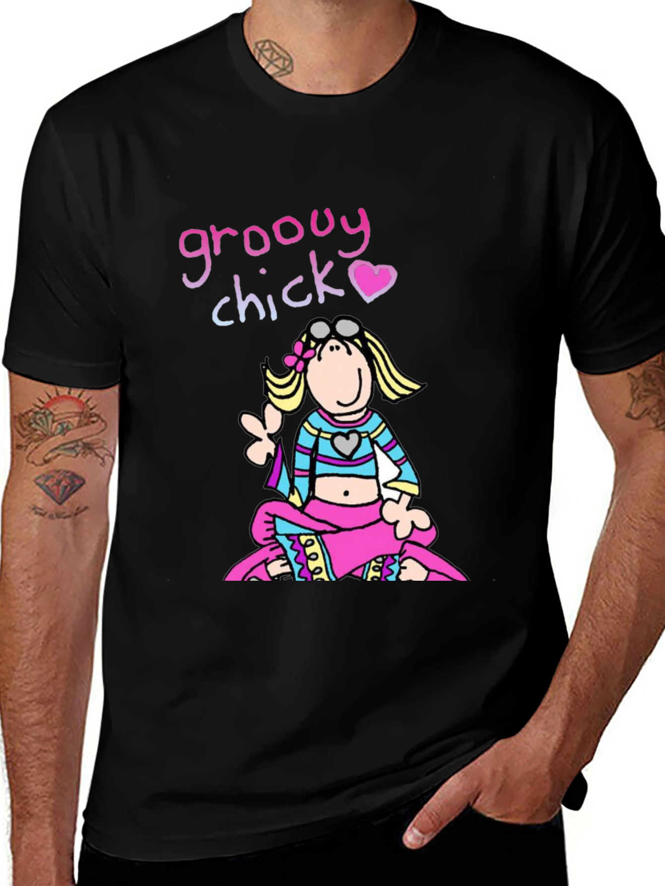 Groovy Chick T-Shirt - Retro Hippie Cartoon Tee