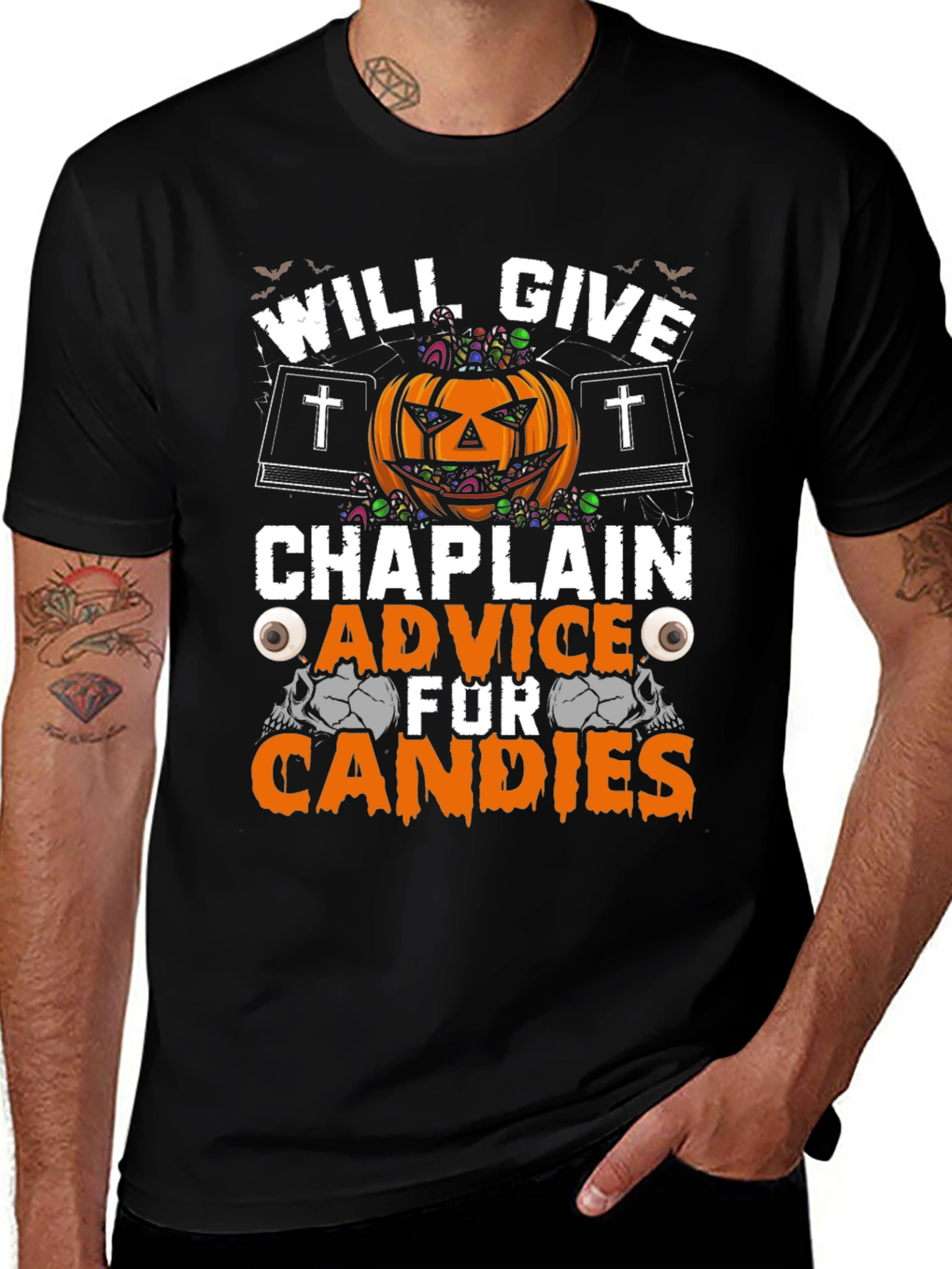 Halloween Chaplain Advice T-Shirt - Will Give Advice For Candies
