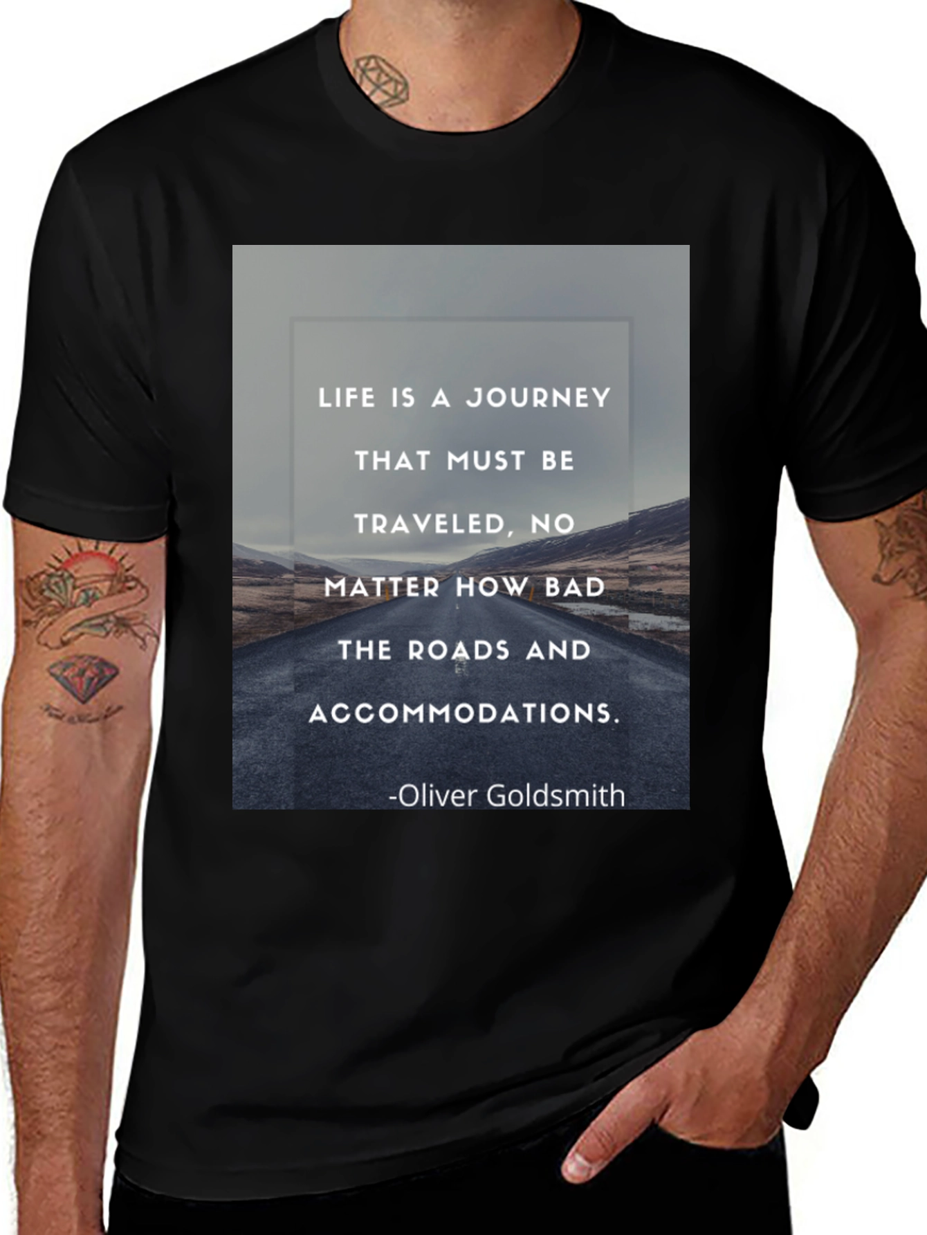 Variant 9 of Journey Quote T-Shirt - Oliver Goldsmith Wisdom