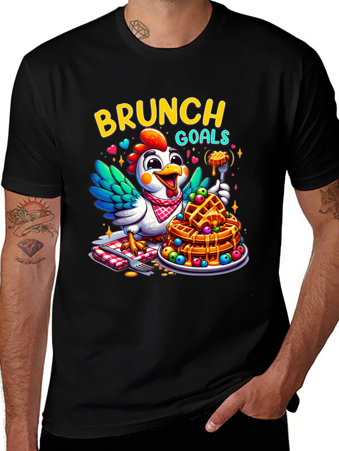 Brunch Goals T-Shirt - Chicken & Waffles Graphic Tee