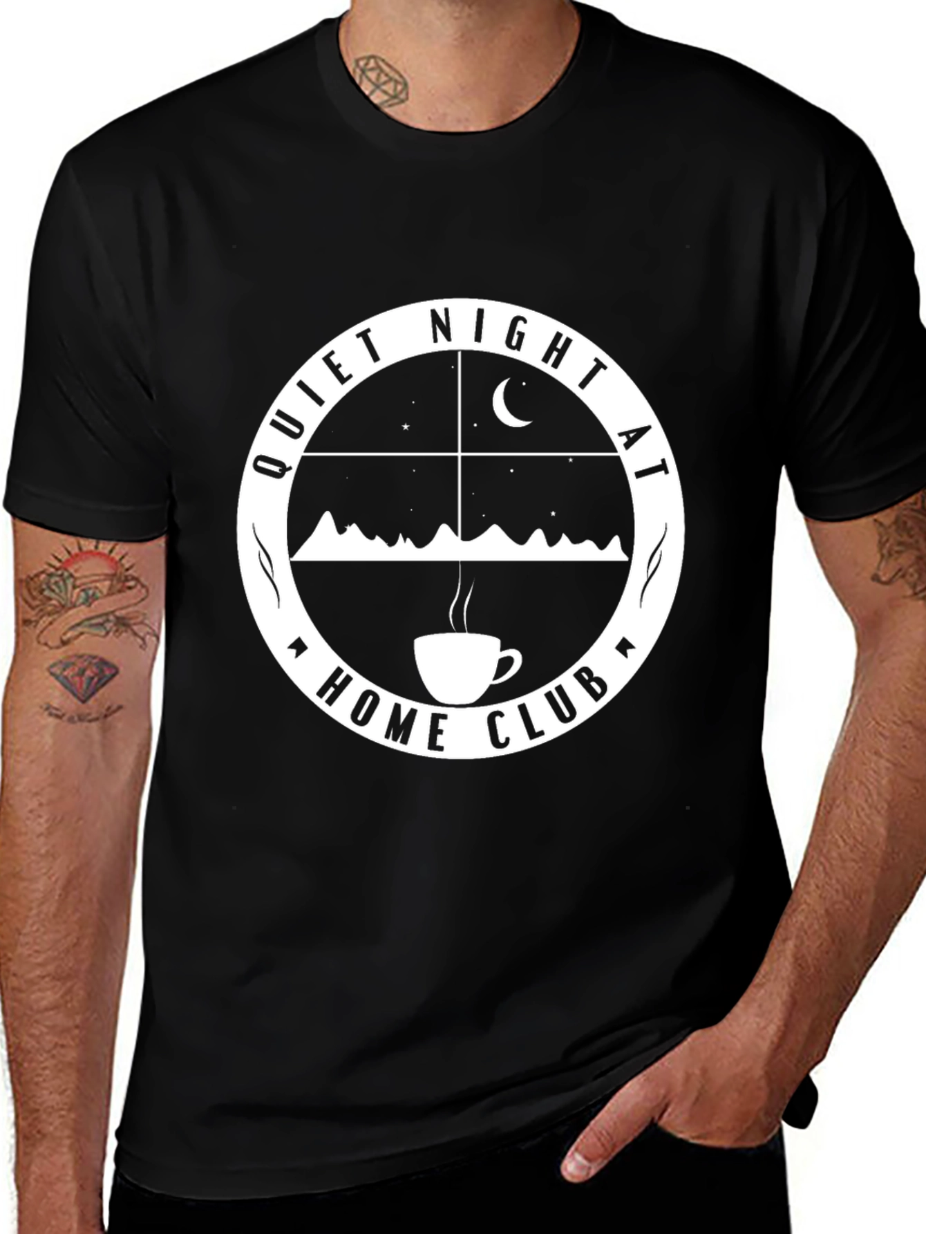 Variant 18 of Quiet Night at Home Club Black T-Shirt