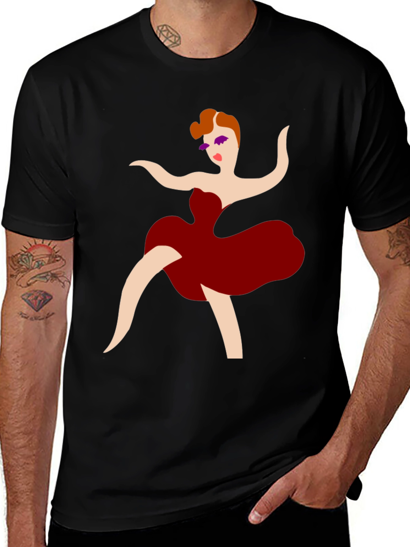 Variant 26 of Dancing Lady Graphic Tee - Stylish Black T-Shirt