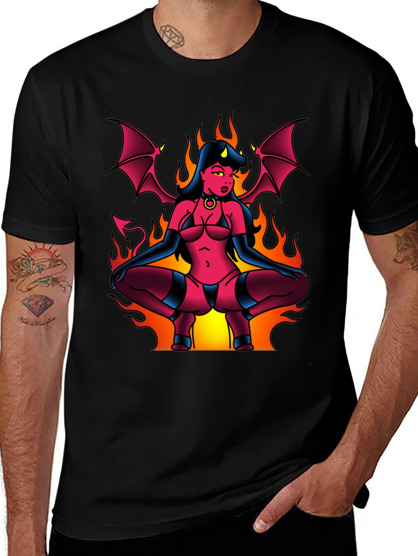 Variant 2 of Devil Girl Graphic Tee - Black Cotton T-Shirt