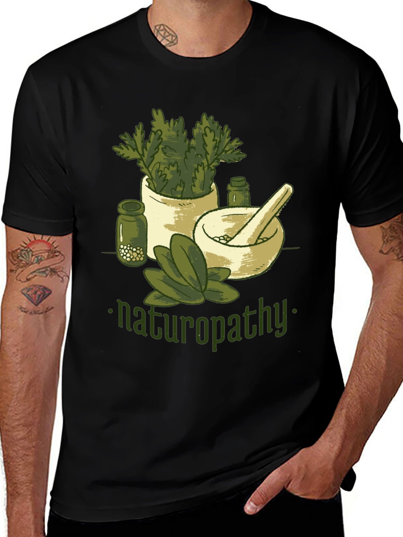 Variant 7 of Naturopathy Graphic T-Shirt - Herbal Medicine Design