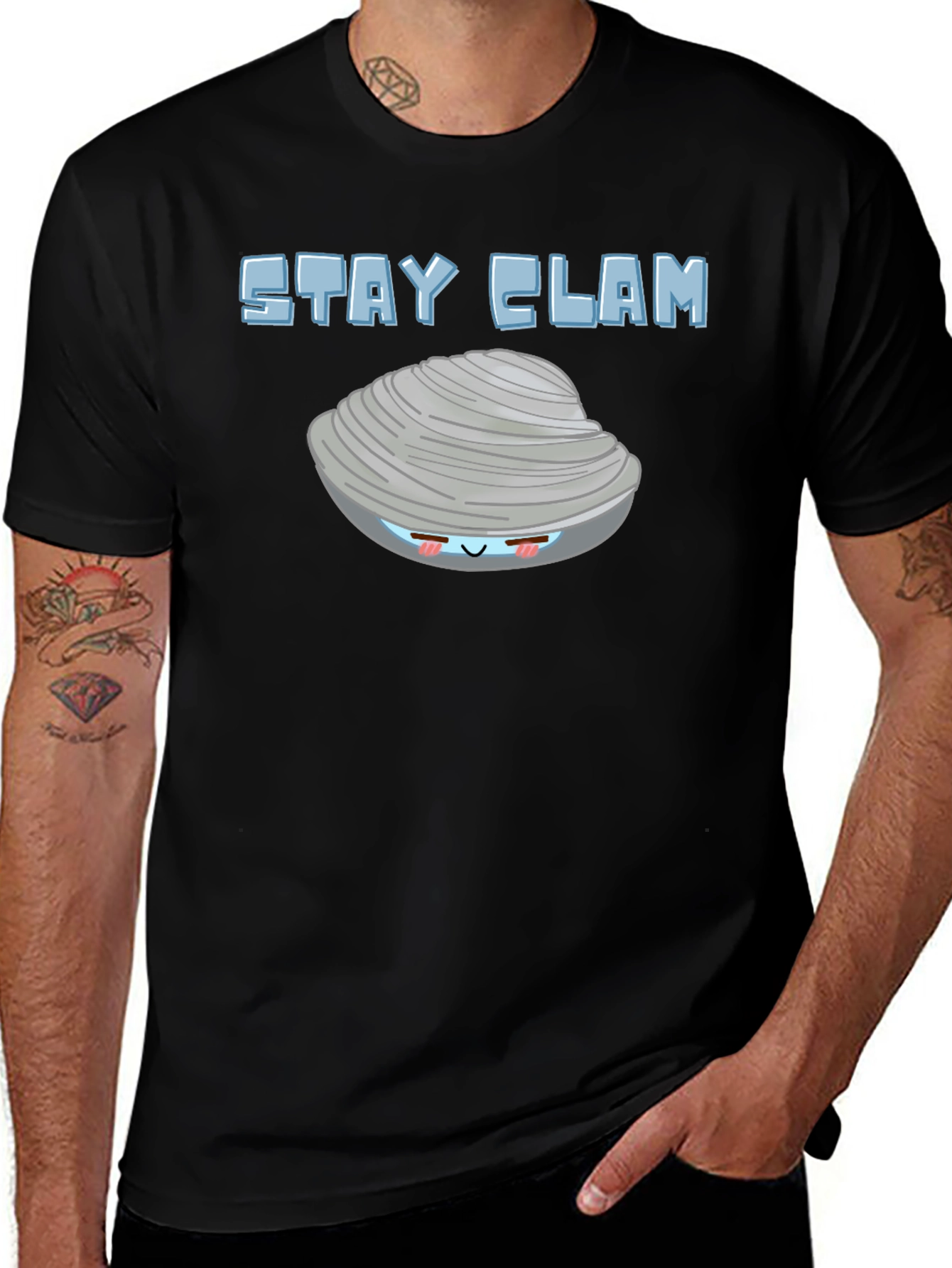 Variant 5 of Stay Clam Graphic T-Shirt - Funny Ocean Life Tee