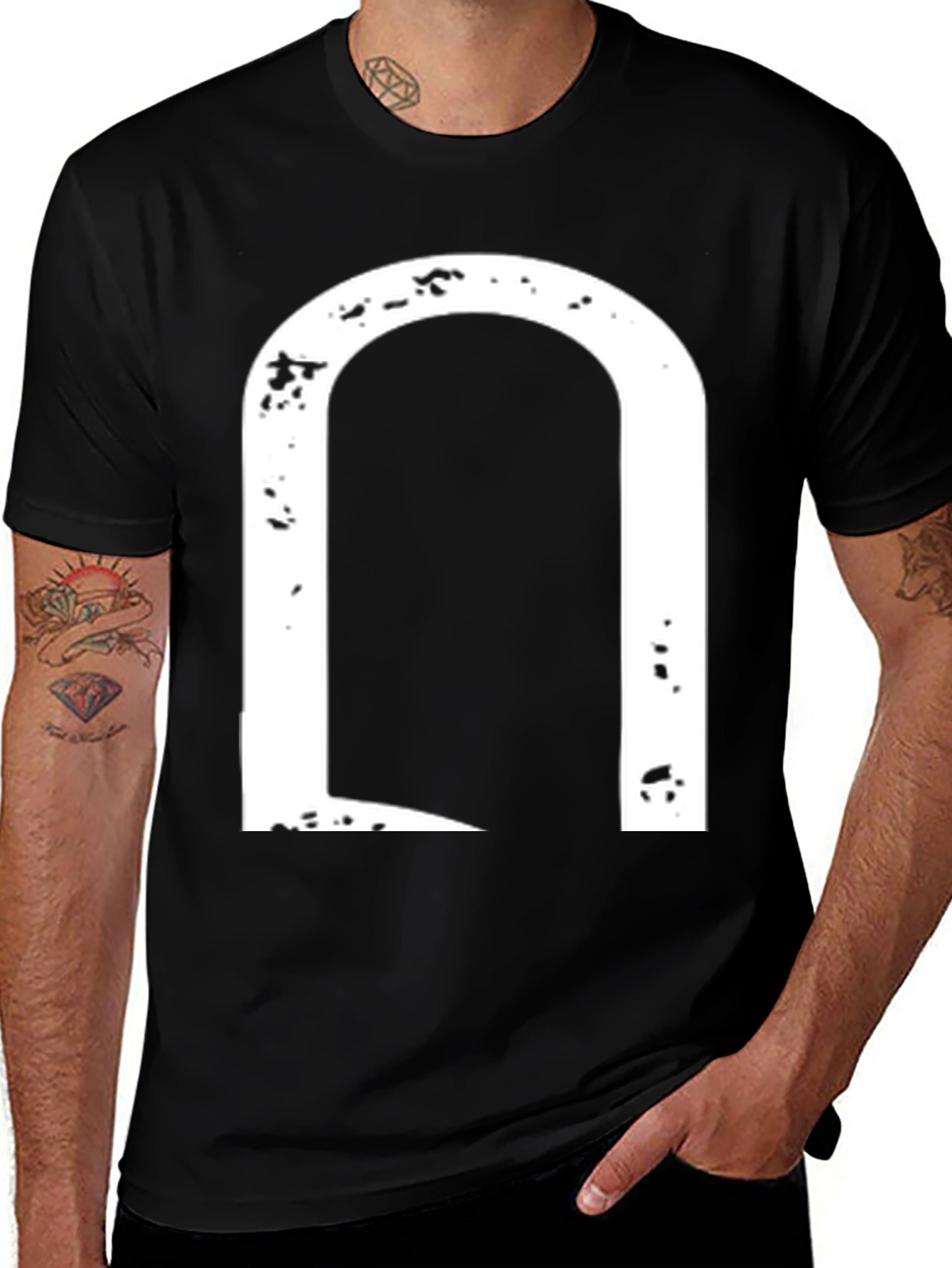 Variant 8 of Modern Arch Graphic Tee - Distressed Design - Black