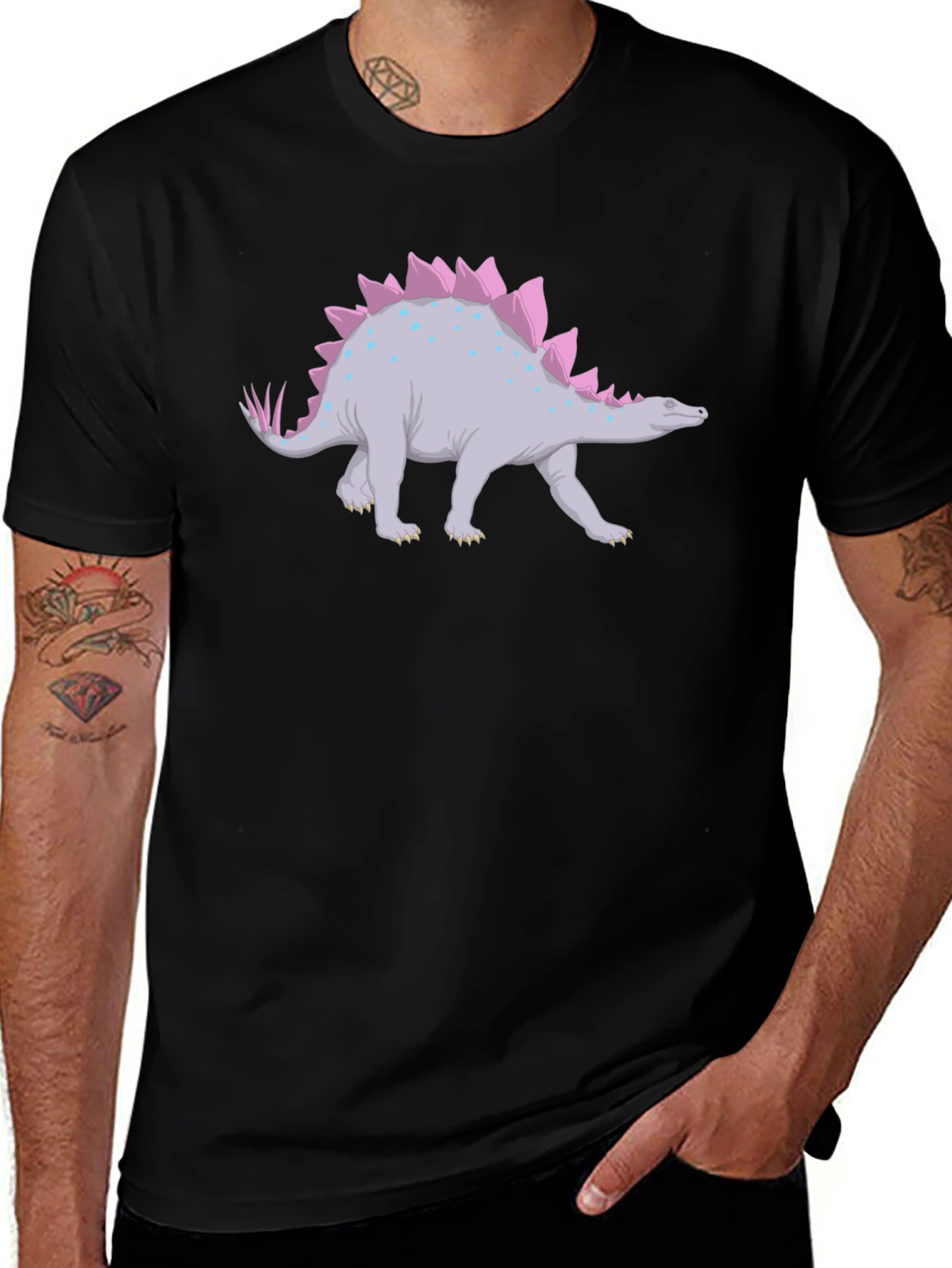 Variant 13 of Stegosaurus Graphic T-Shirt - Black Dinosaur Tee