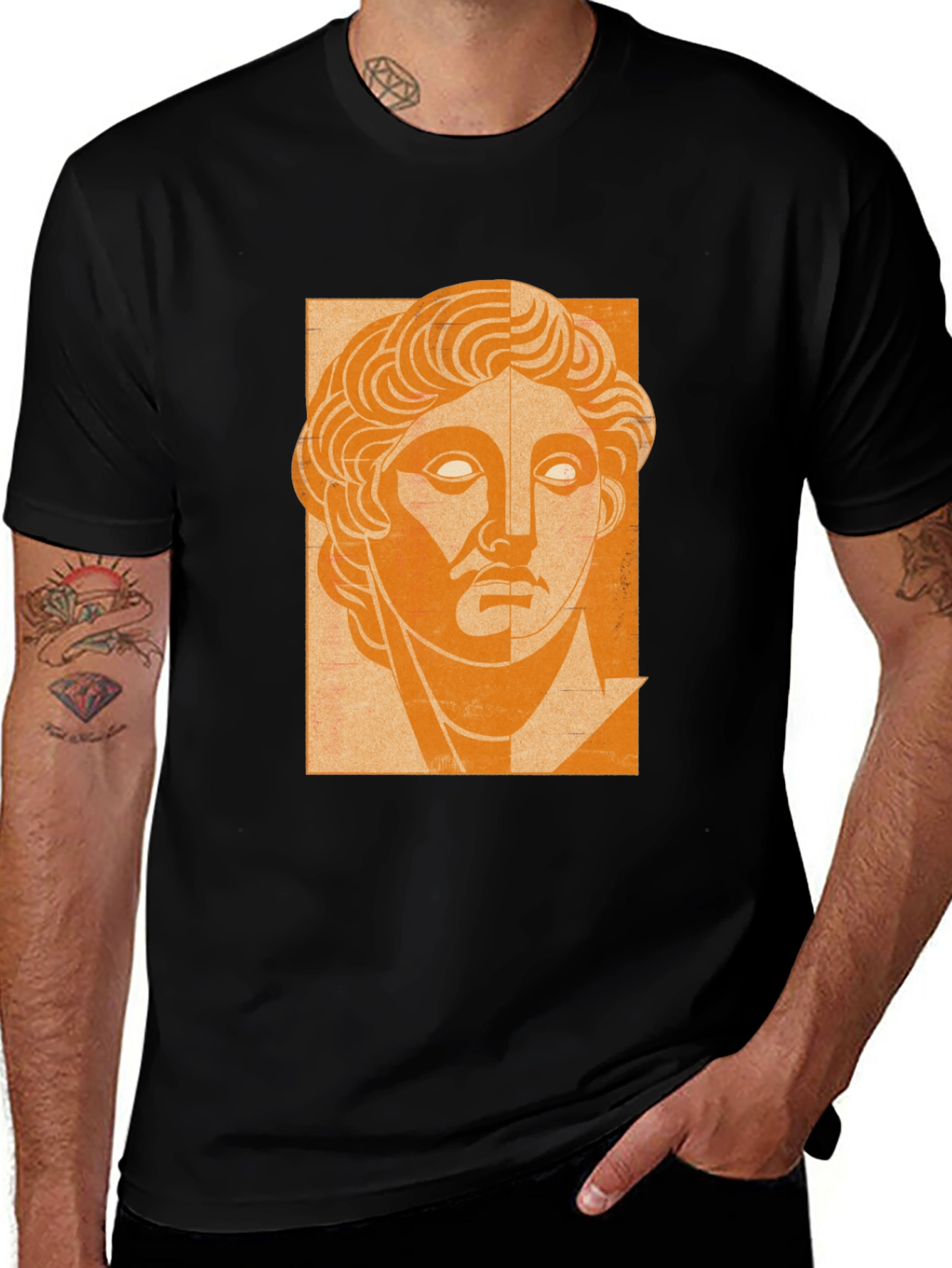 Variant 2 of Orange Bust Graphic Black T-Shirt