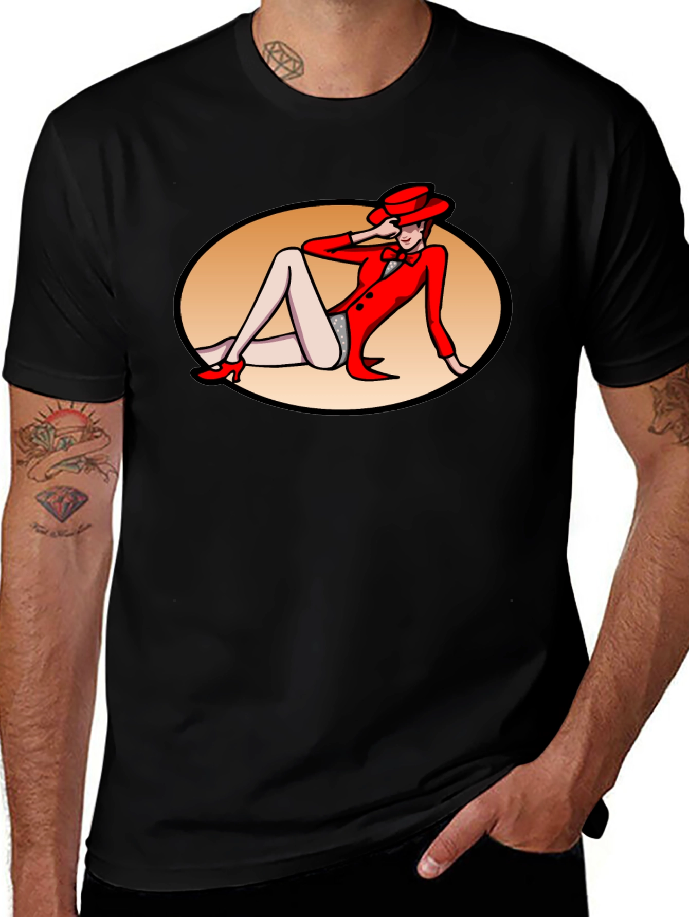 Variant 7 of Retro Cabaret Girl Graphic T-Shirt