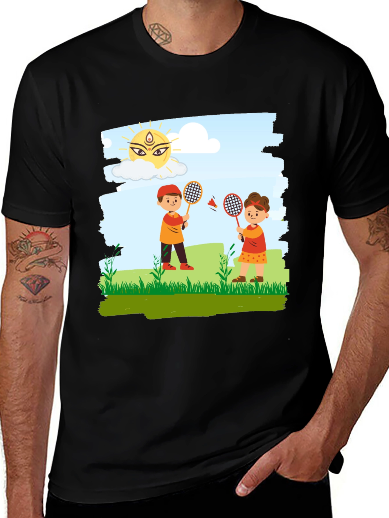Variant 9 of Cartoon Badminton T-Shirt