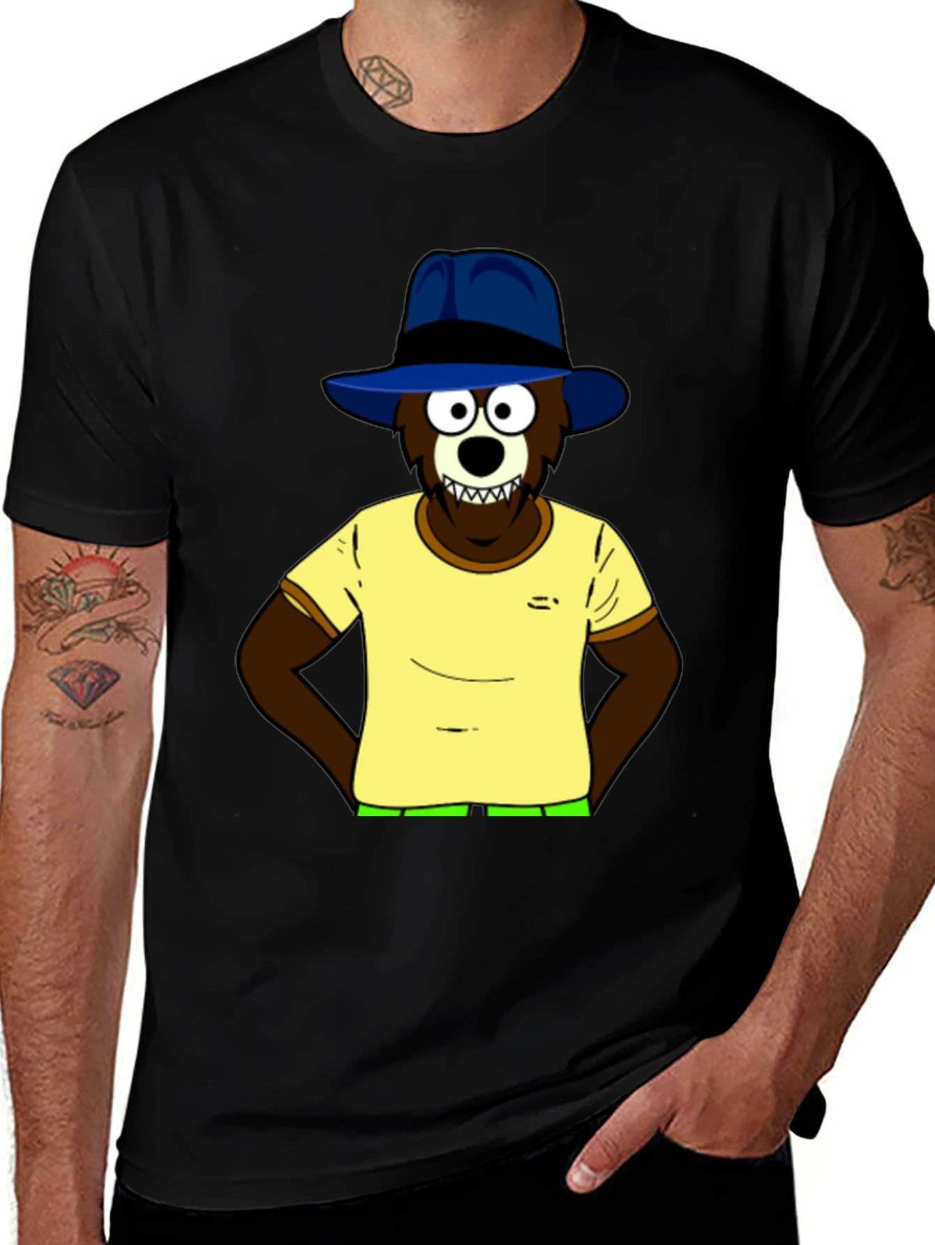 Variant 14 of Cartoon Bear Graphic Tee - Cool & Comfy Black T-Shirt