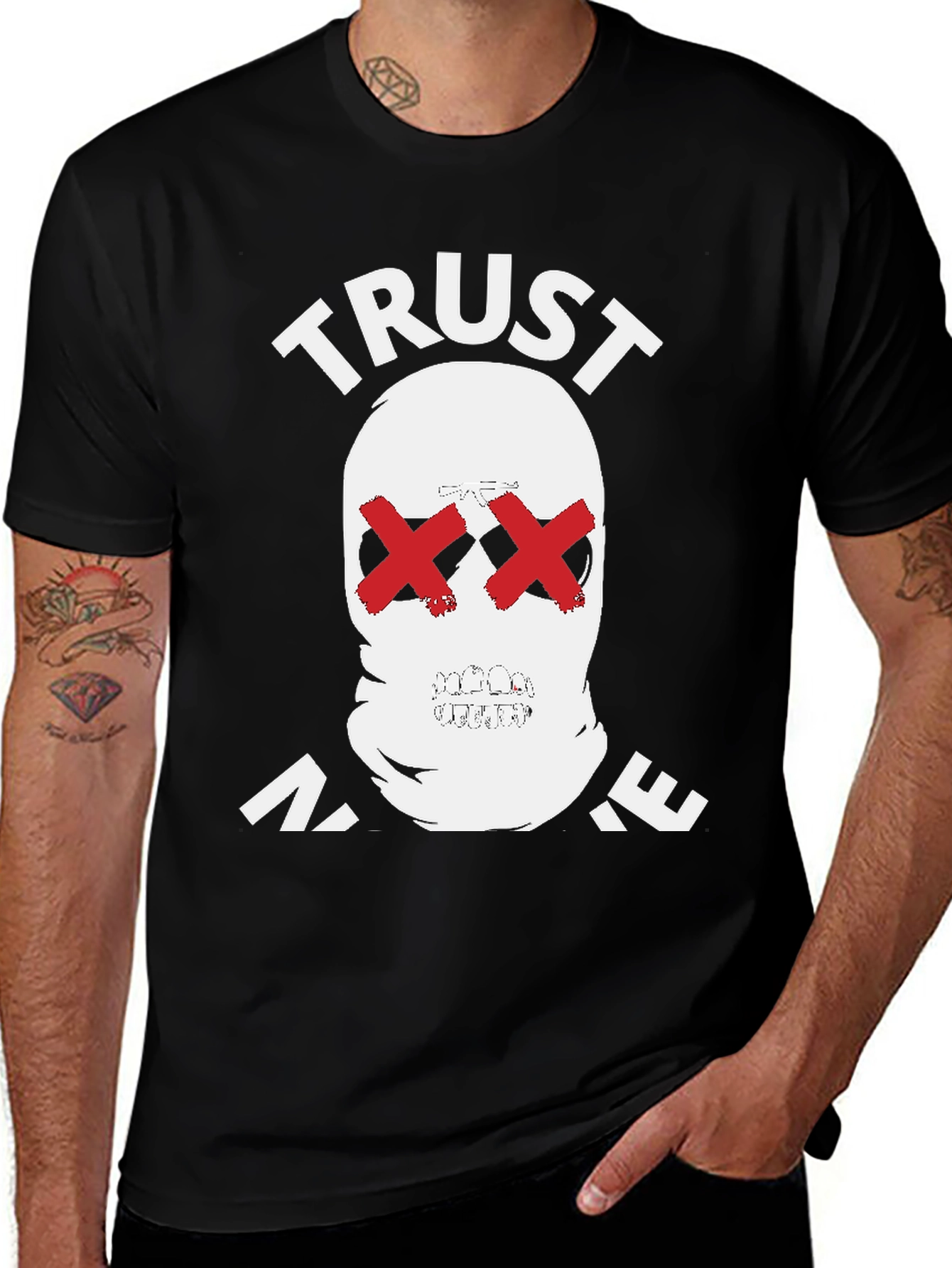 Variant 27 of Trust No One Graphic Tee - Skull Red X