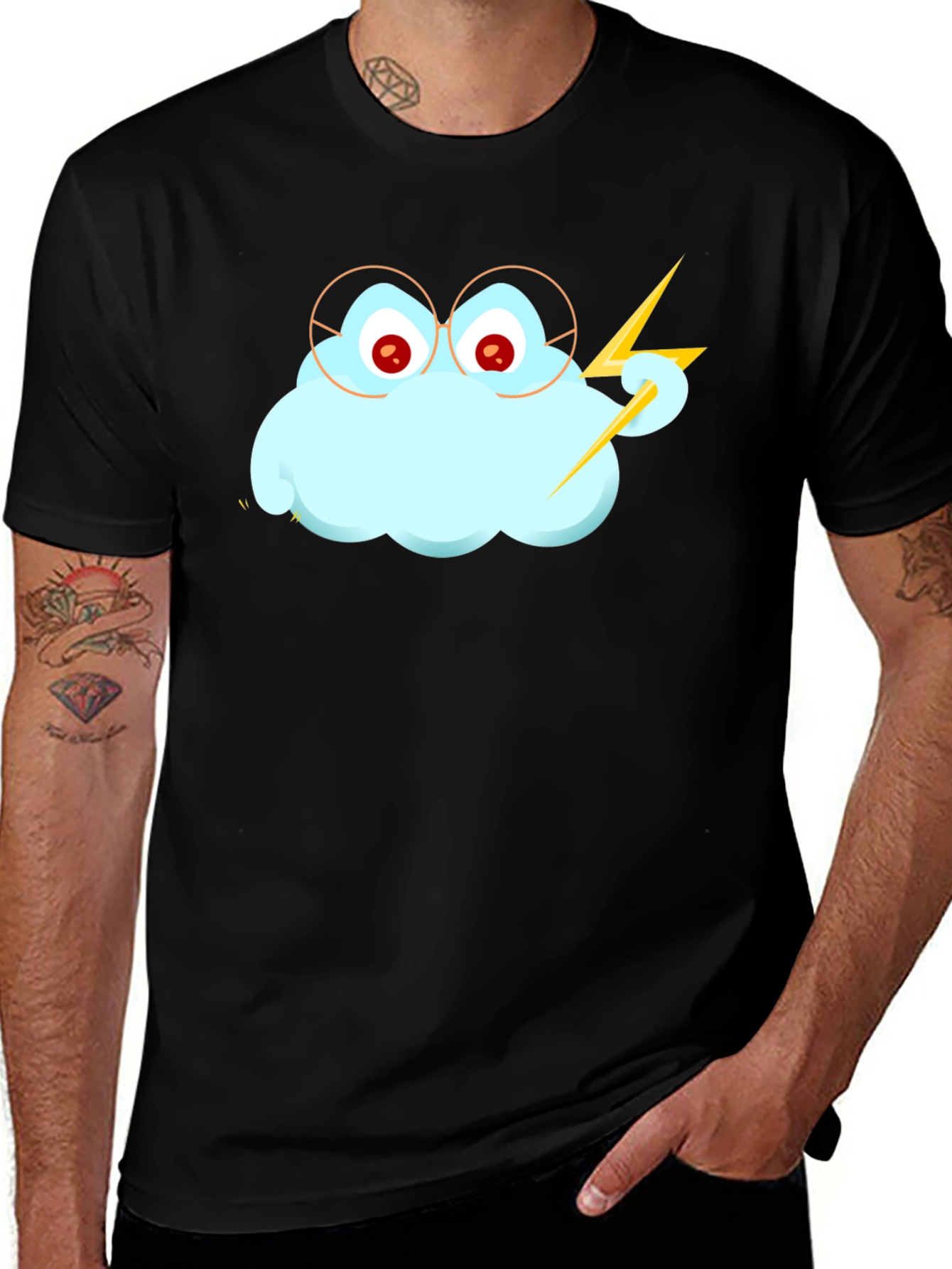 Variant 11 of Cartoon Cloud T-Shirt - Black Cotton Tee